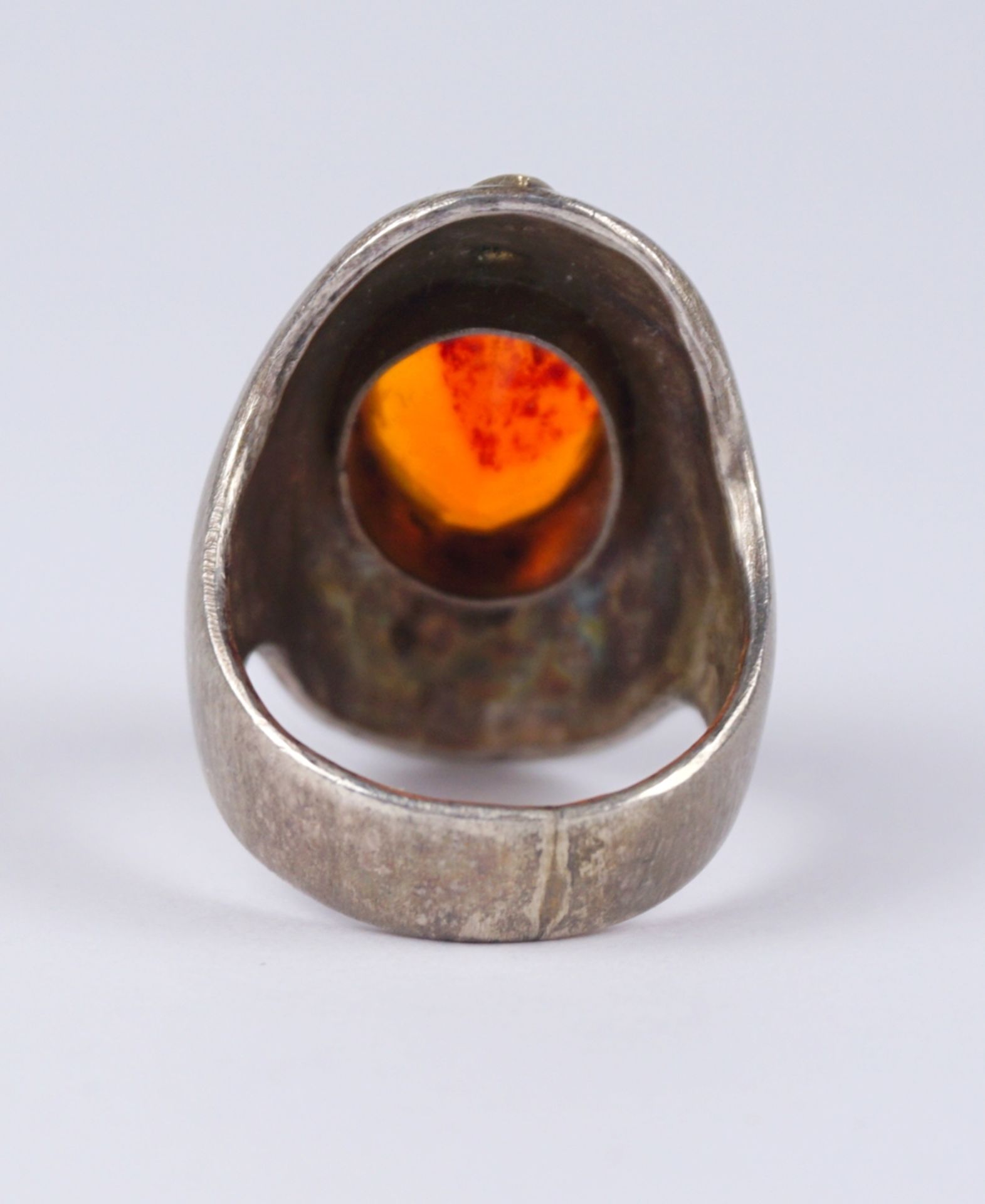 silberner Ring mit citrinfarbenem Stein Silber mit Goldauflage, Gew.12,65g - Image 2 of 2