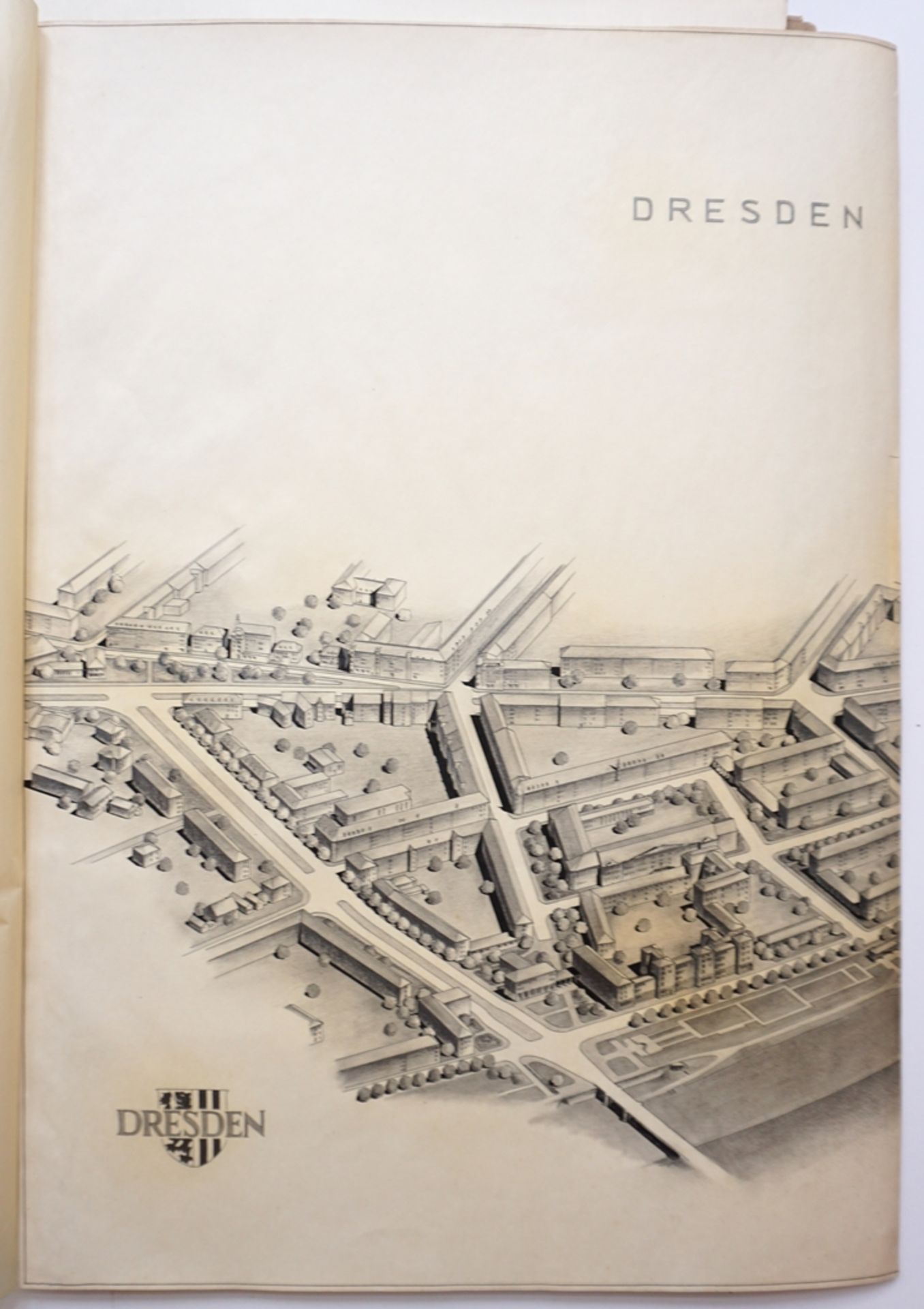 Mappe "Wiederaufbauvorschlag Dresden- Neustadt", Diplomarbeit, H*B 84*59cm, wohl um 1950 - Bild 4 aus 8