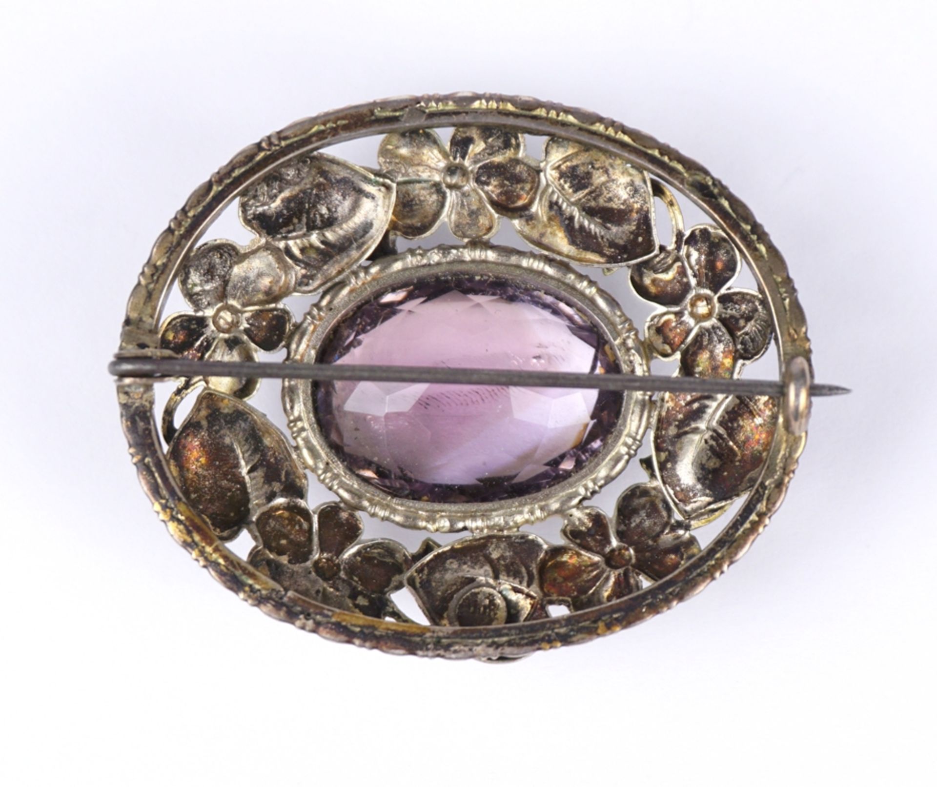 Brosche mit amethystfarbenem Stein, 800er Silber, Gew.13,38g - Image 2 of 2