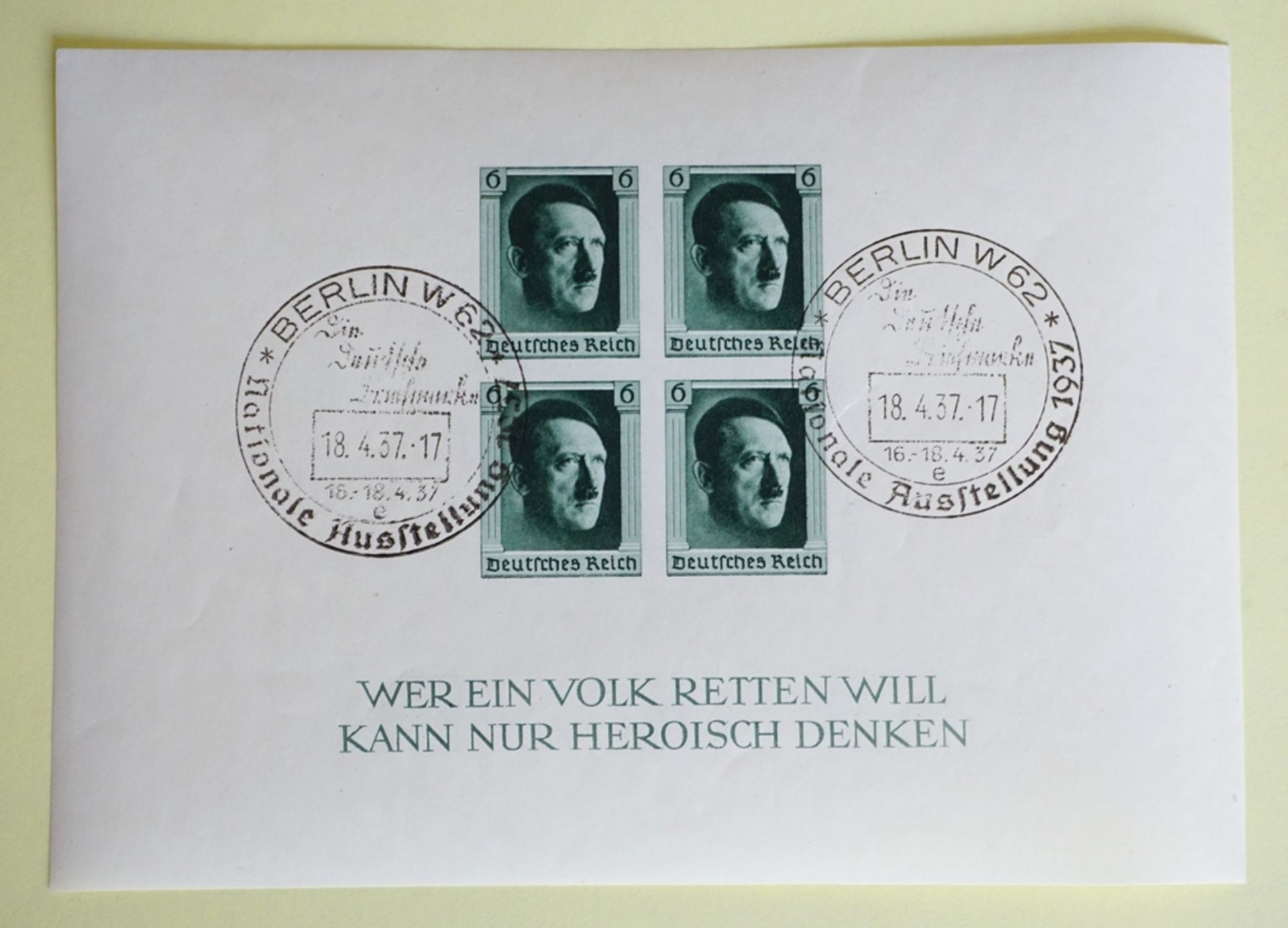 Blockausgabe 1.Nationale Briefmarkenausstellung 1937, ungest.u.gestempelt (18.04.1937 Berlin), unge - Bild 4 aus 5