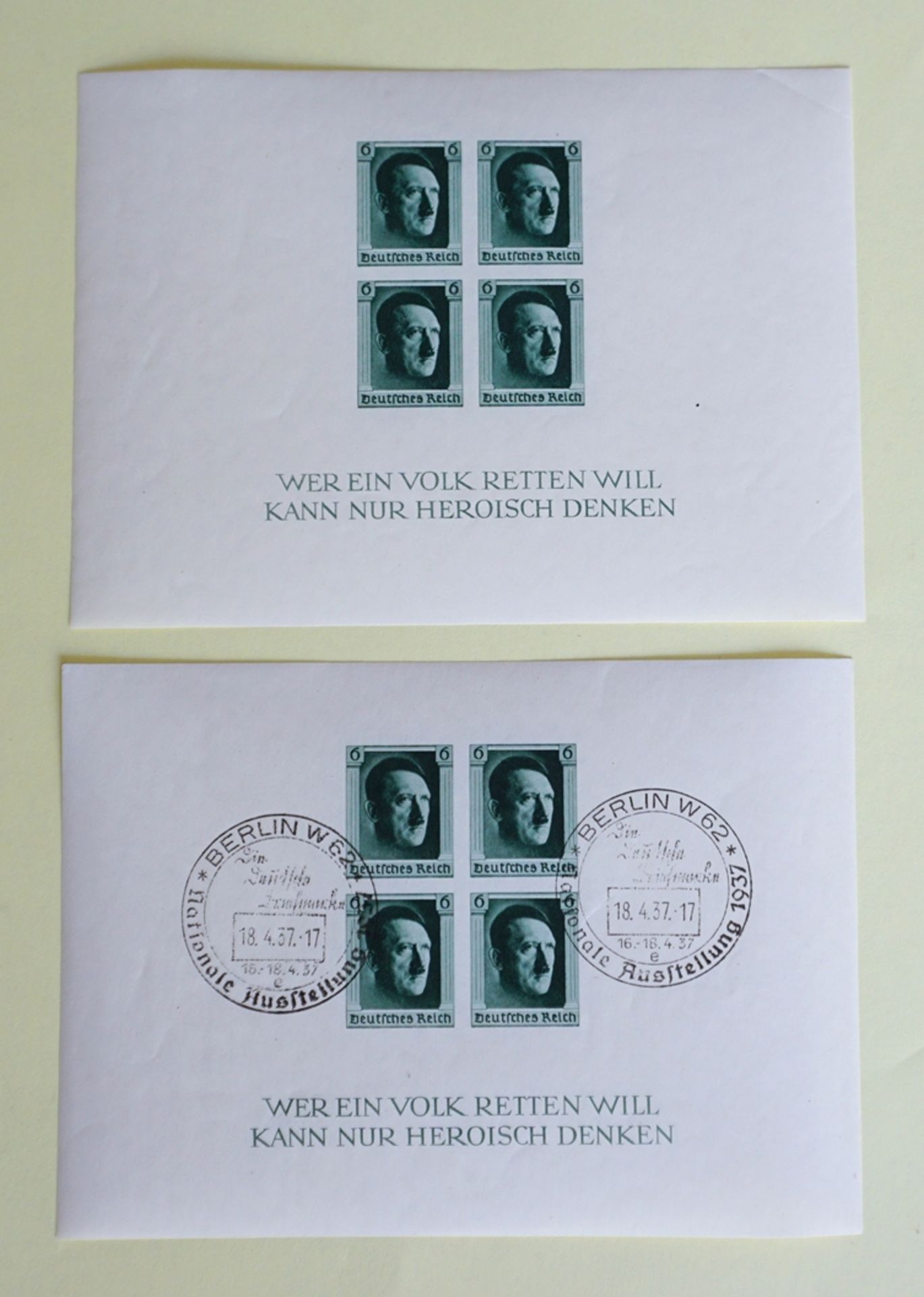 Blockausgabe 1.Nationale Briefmarkenausstellung 1937, ungest.u.gestempelt (18.04.1937 Berlin), unge