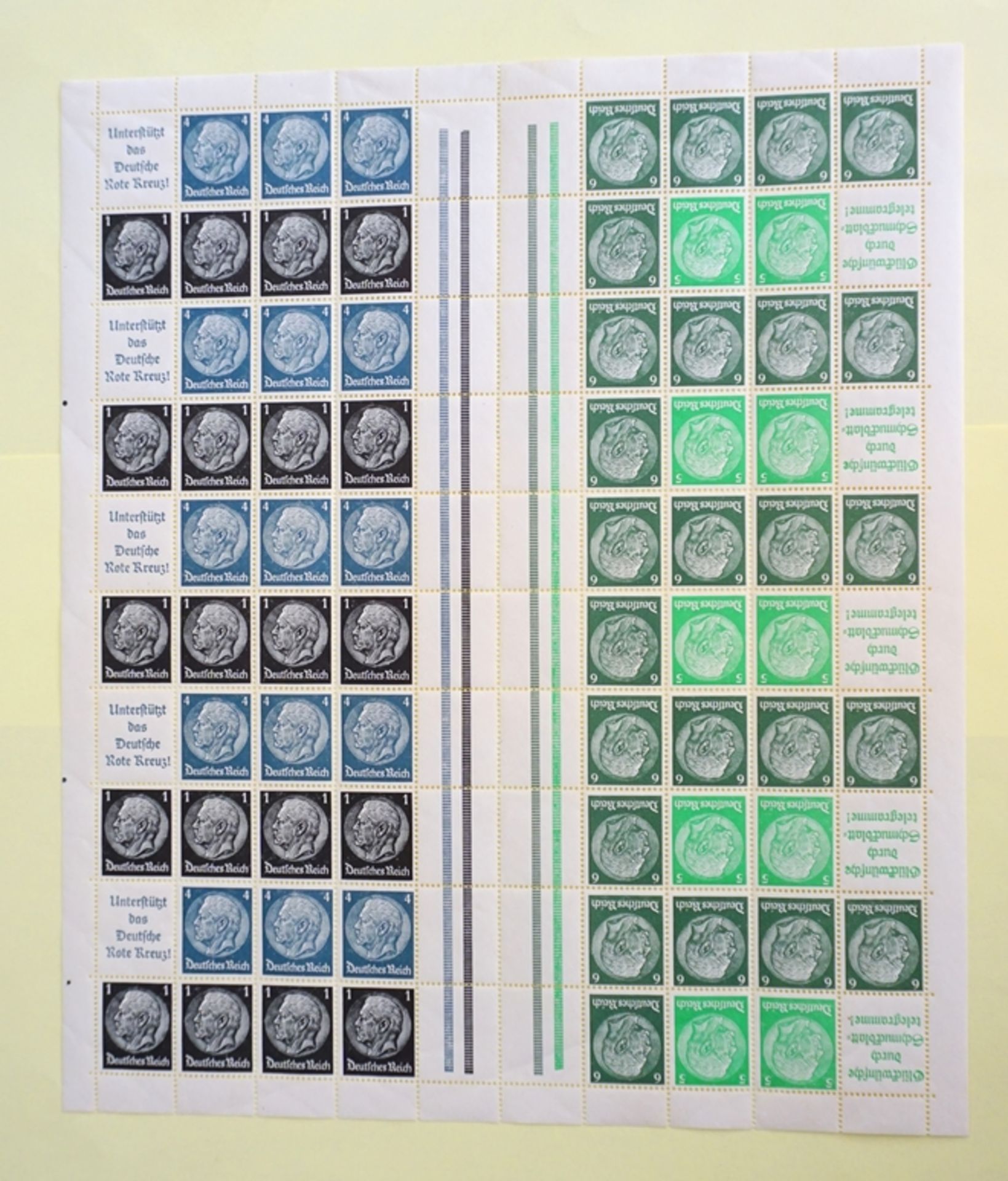 1 Doppelbogen, 5+6 Pf Hindenburg und 1+4 Pf, ungeprüft