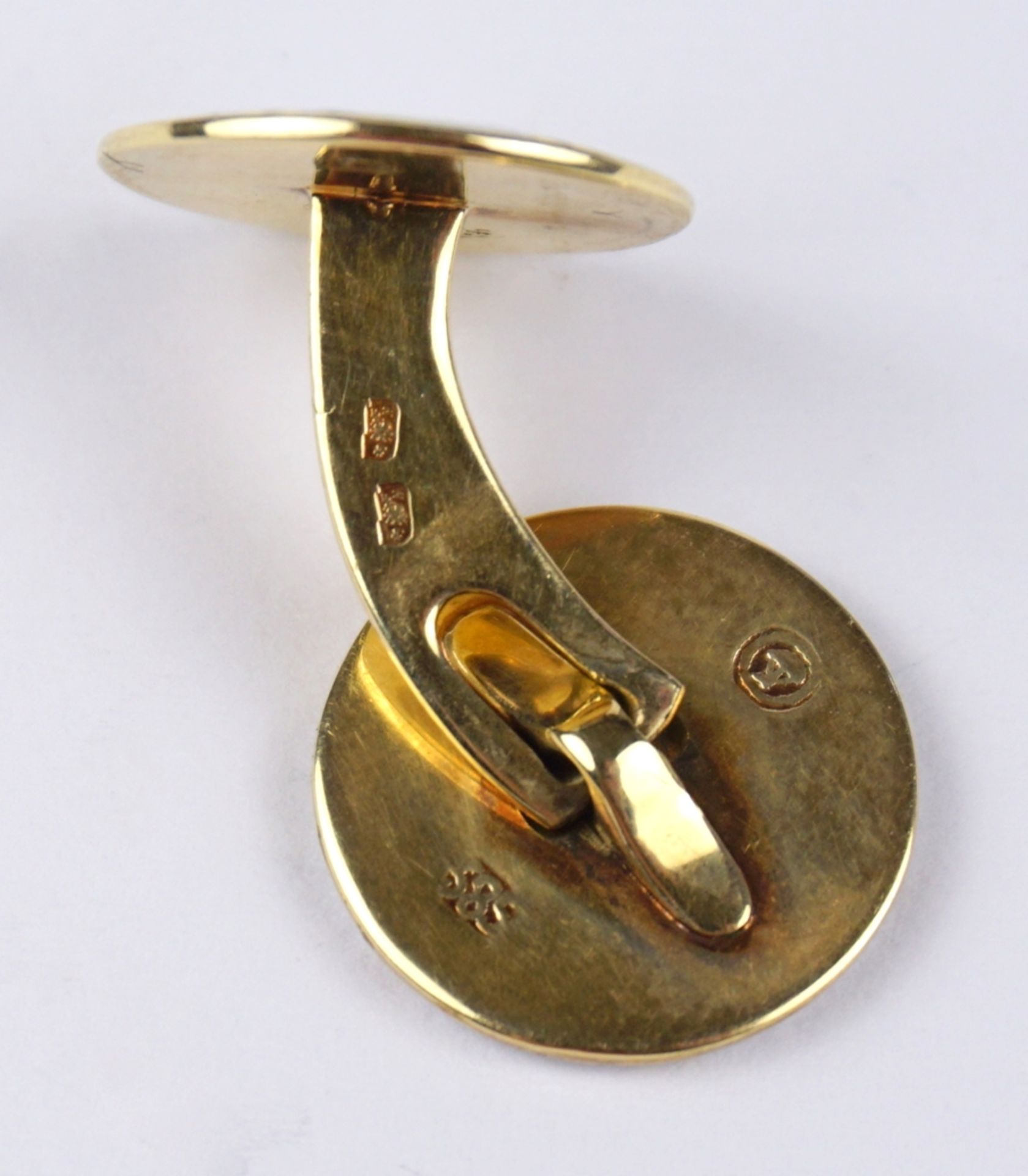 Paar Manschettenknöpfe, 585er Gold, mit Emaille, Anf.20.Jh., Gew.7,49g - Bild 3 aus 4