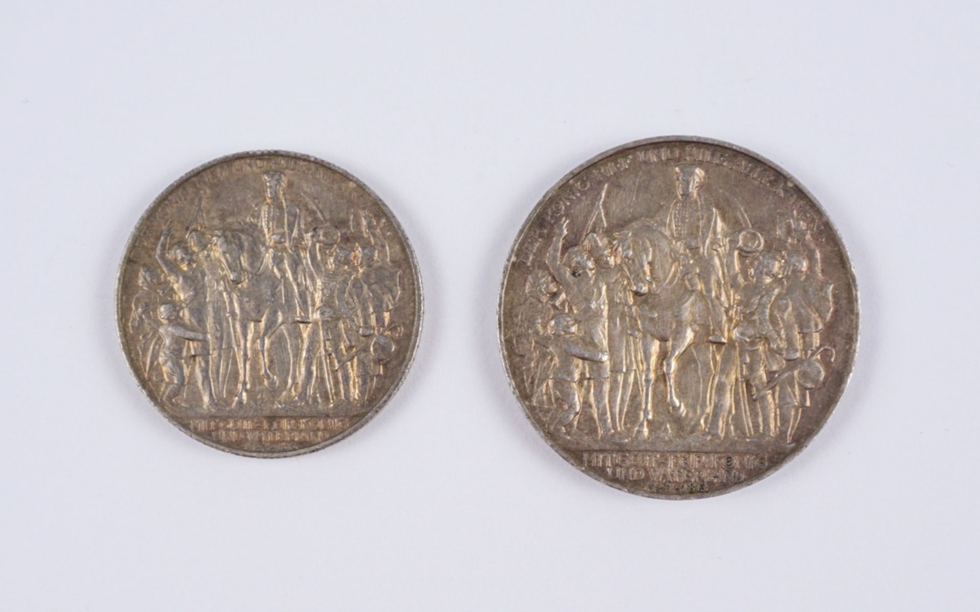 2 Mark und 3 Mark, "Der König rief", 1913, Preussen, 900er Silber, Gesamt-Gew.23,21g, ss