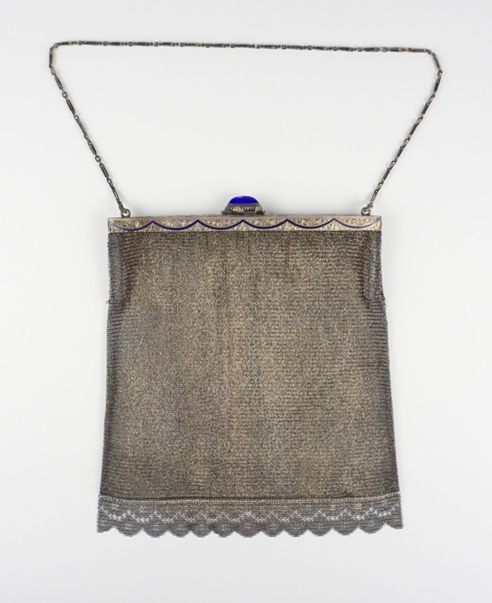 silberne Abendtasche/ Netztasche, Österreich-Ungarn, 800er Silber, um 1910,