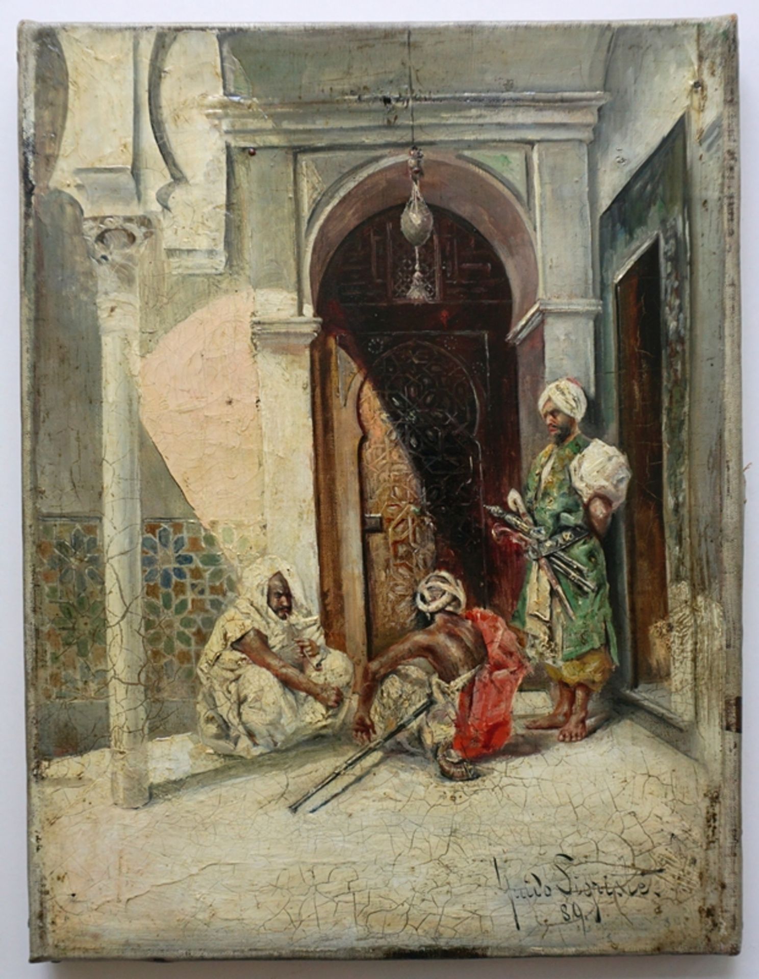 Guido Sigriste (1864, Aarau/CH-1915, Pau/FR), "Im orientalischen Innenhof", 1889, Öl/Lwd.