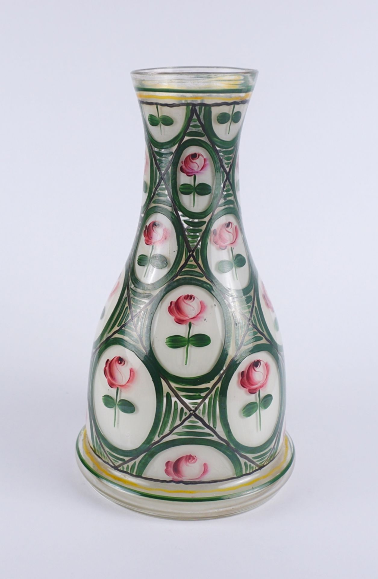 Vase mit farbiger, floraler Handmalerei, um 1900