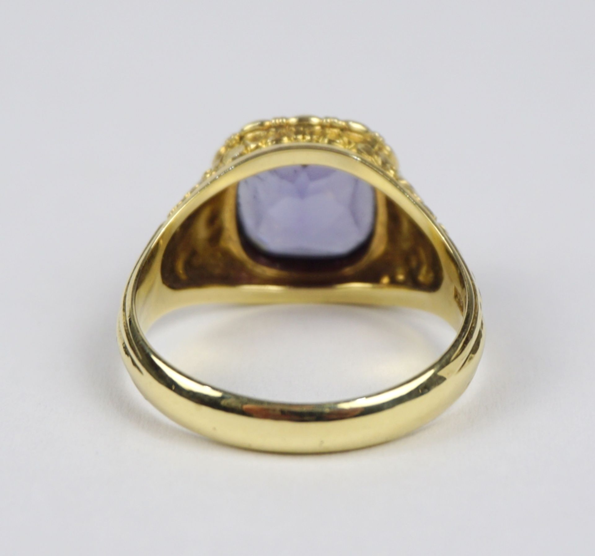 Ring mit synthetischem, farbwechselnden Saphir, 585er Gold - Image 3 of 4