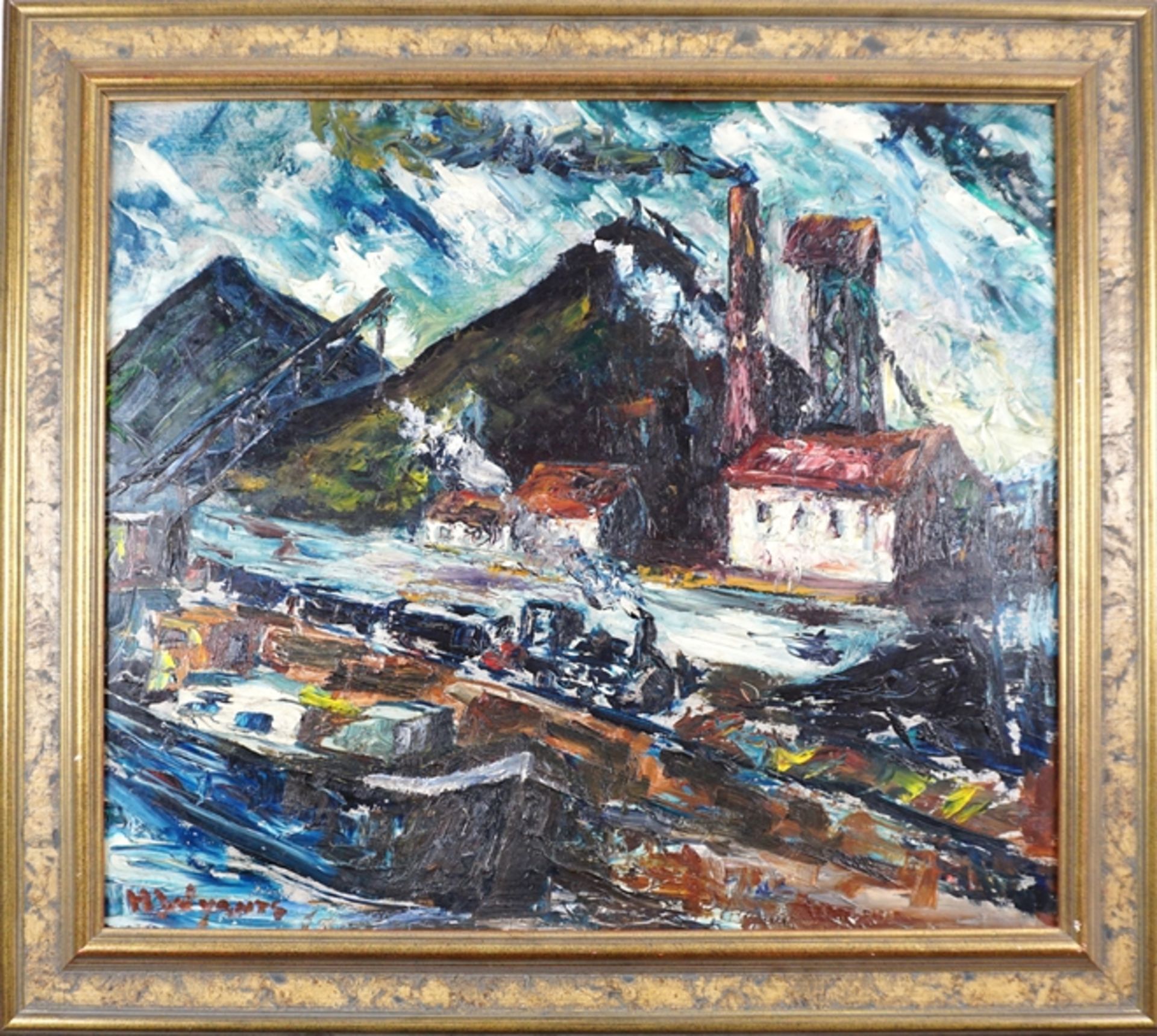 H. Wyants?, "Industriehafen", 20. Jh., Öl/Hf. - Image 2 of 3