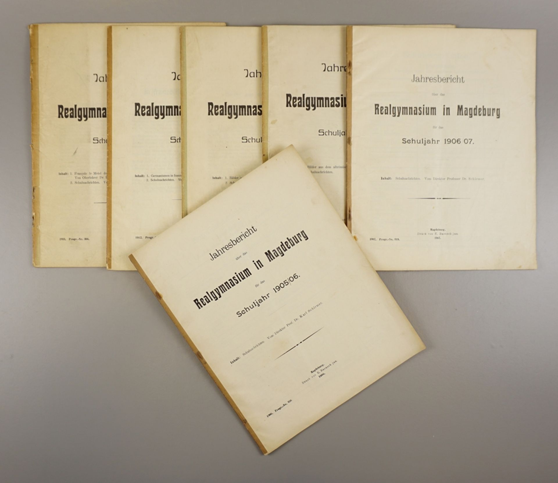 6 Jahresberichte über das Realgymnasium in Magdeburg für die Schuljahre 1905 bis 1913