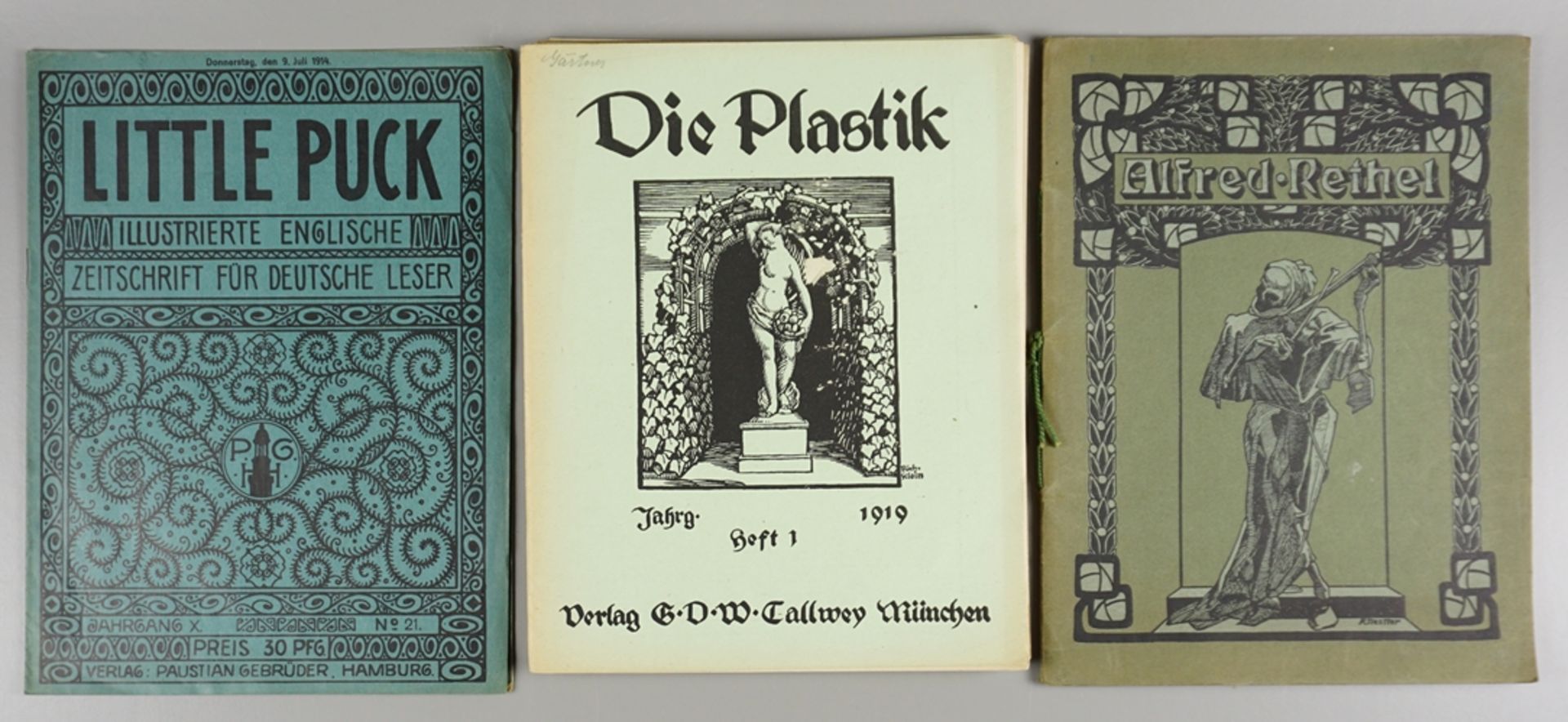 4 Ausgaben "Die Plastik", 1919; Alfred Rethel "Totentanz", Buch "Kunstgewerbe", 1922, dazu 2x "Litt