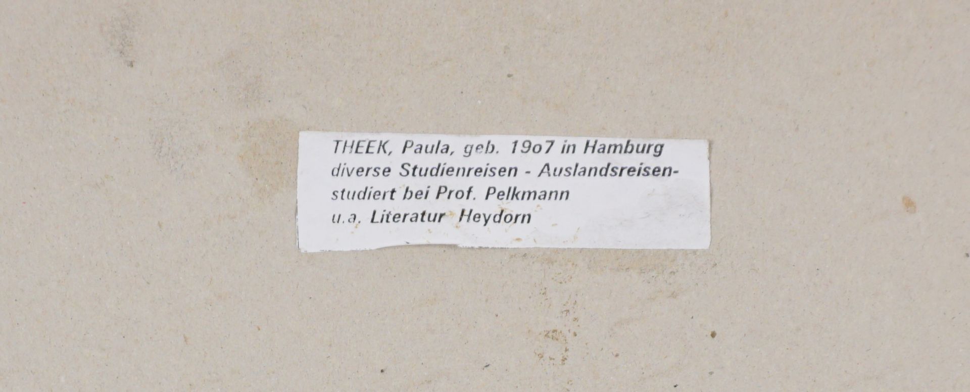 Paula Theeck (1907, Hamburg - nach 1936 verschollen), "Weiblicher Akt", Aquarell/Papier - Image 3 of 3