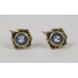 Paar Ohrringe mit aquamarinblauem Stein, 900er Silber, Gew.2,32g