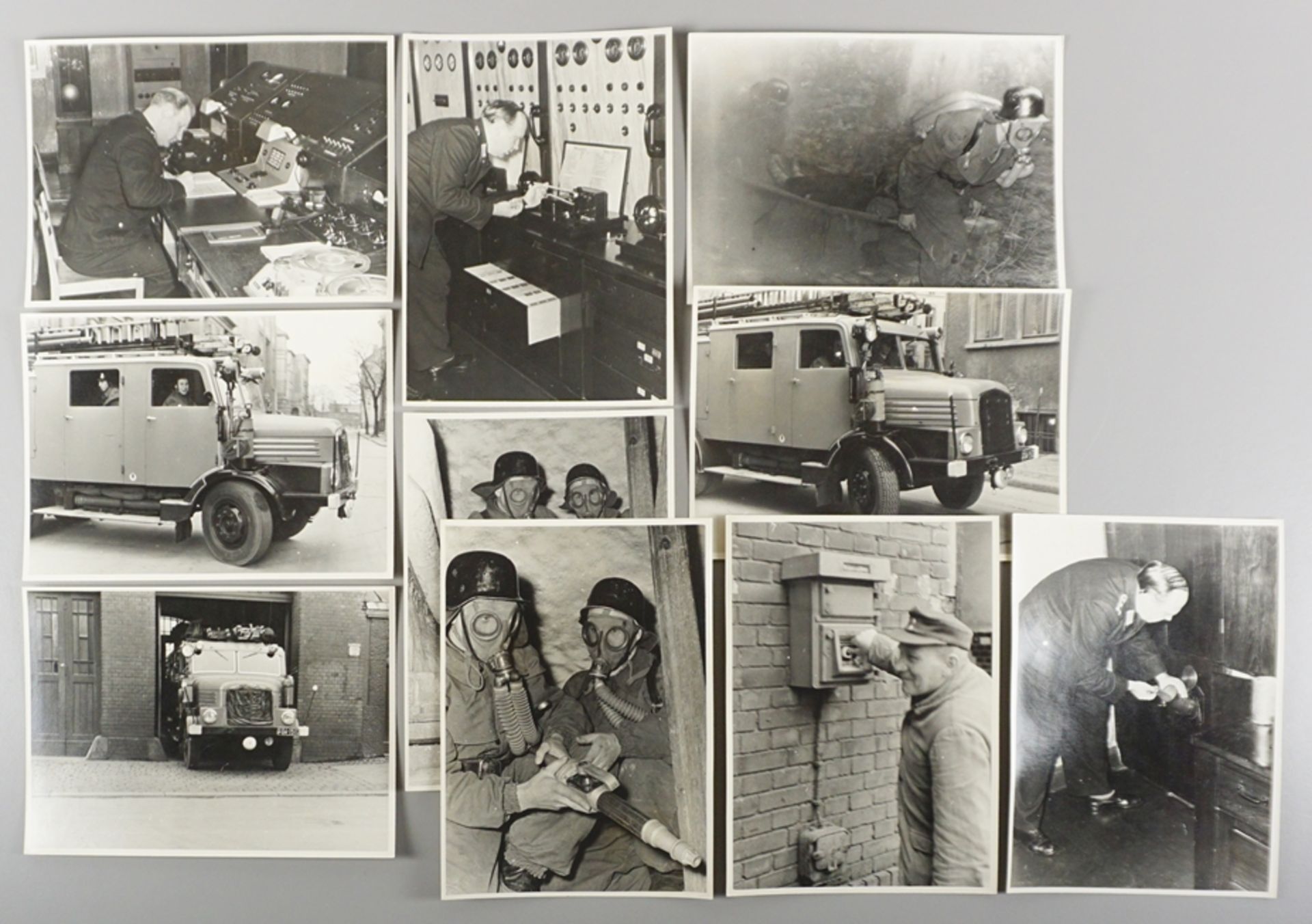 10 Fotos, Magdeburger Feuerwehr, 1950er Jahre