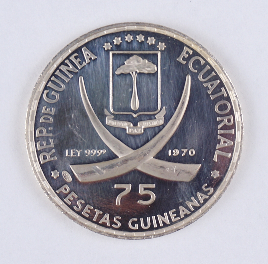 75 Pesetas Equatorial Guinea, Vladimir I.Lenin, Feinsilber, 0,999, Gew.15g - Bild 2 aus 2