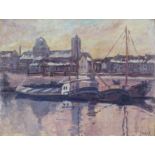 Jan Pašek (1891, Lieben - 1960, Prag/CZ), "Neusser Hafen im Winter", Öl/Lwd.