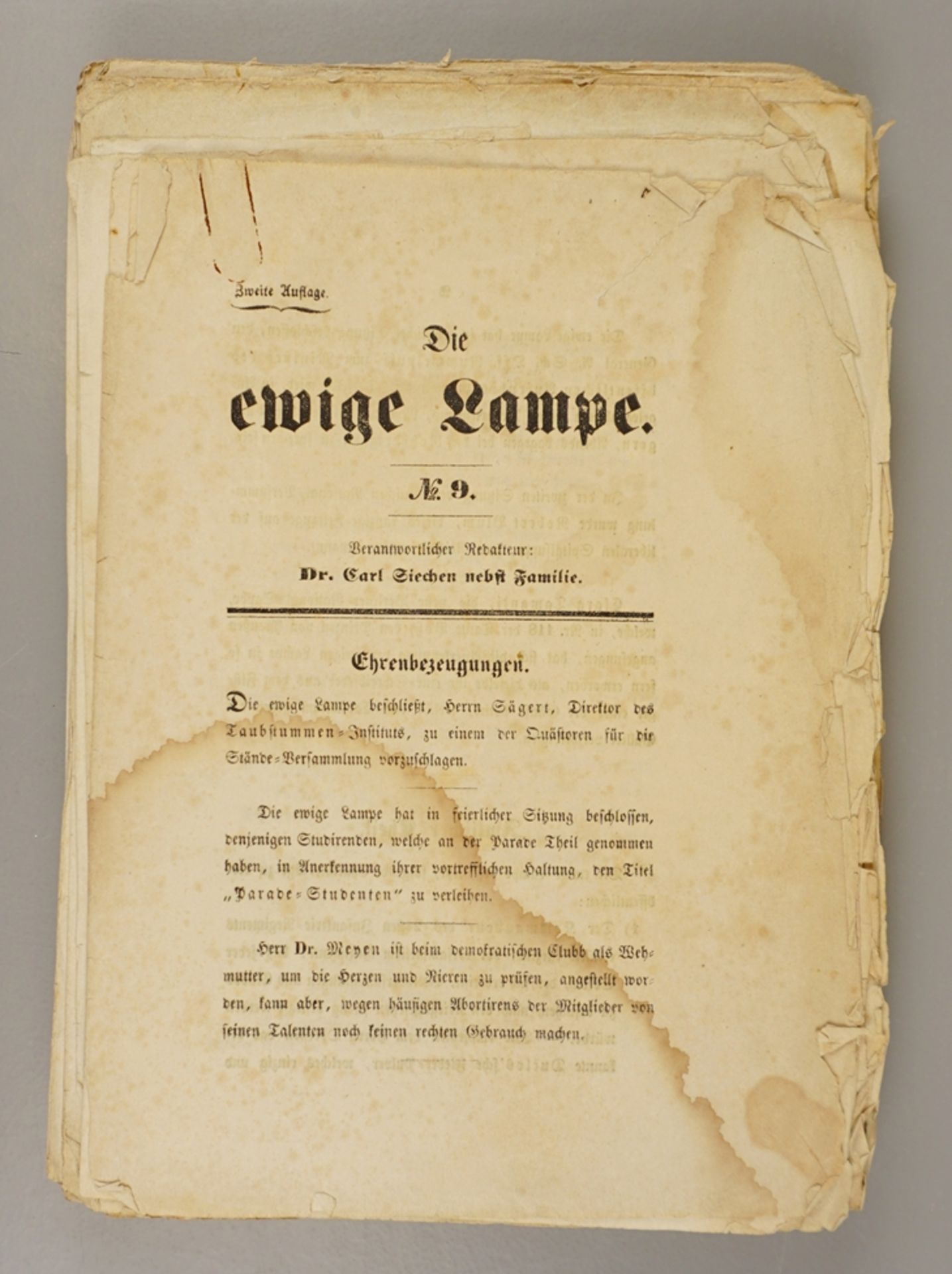 41 Ausgaben "Die ewige Lampe - ein Oppositions-Blatt", Nr.9 bis Nr.50, 1848, äußerst selten - Bild 2 aus 2