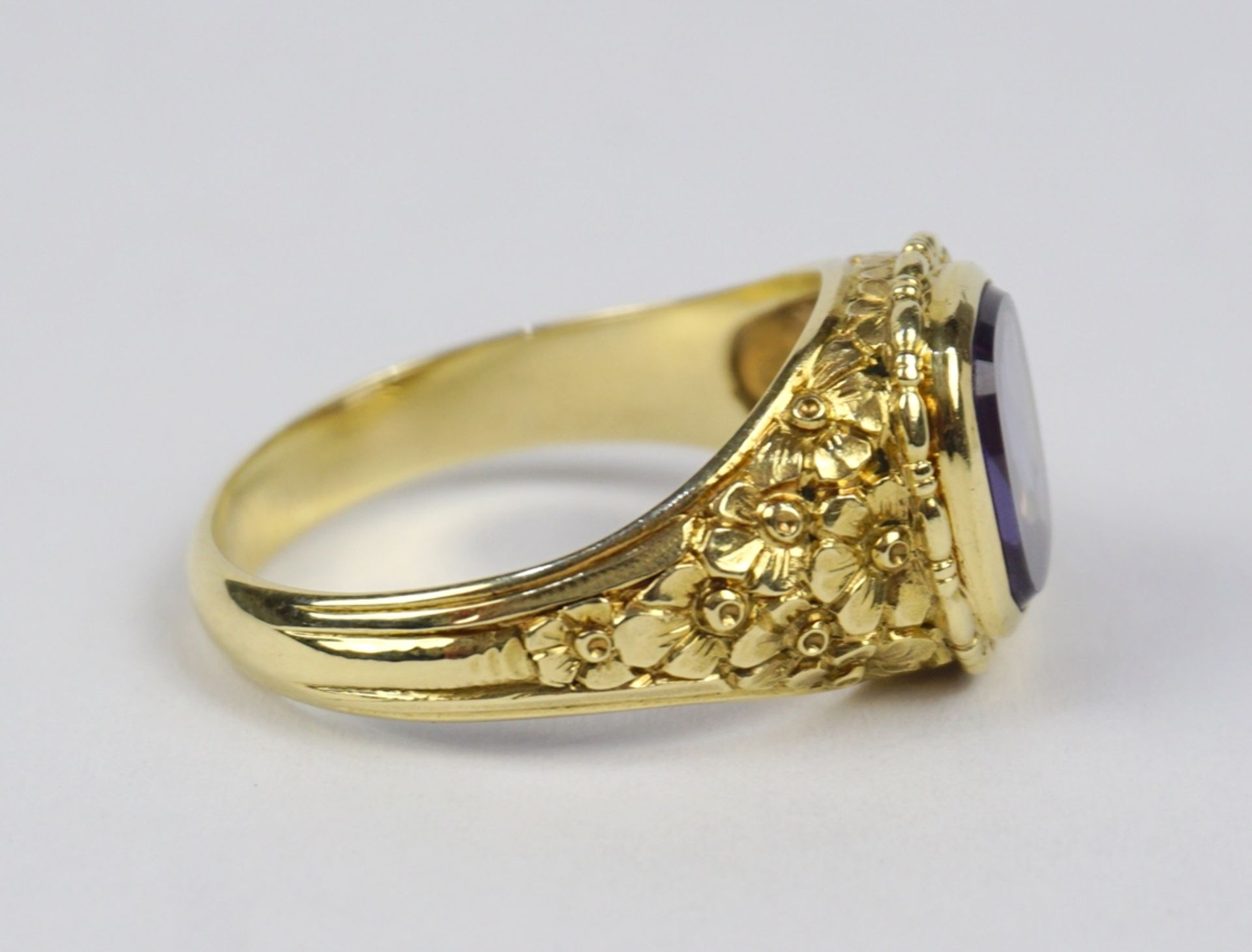 Ring mit synthetischem, farbwechselnden Saphir, 585er Gold - Image 4 of 4