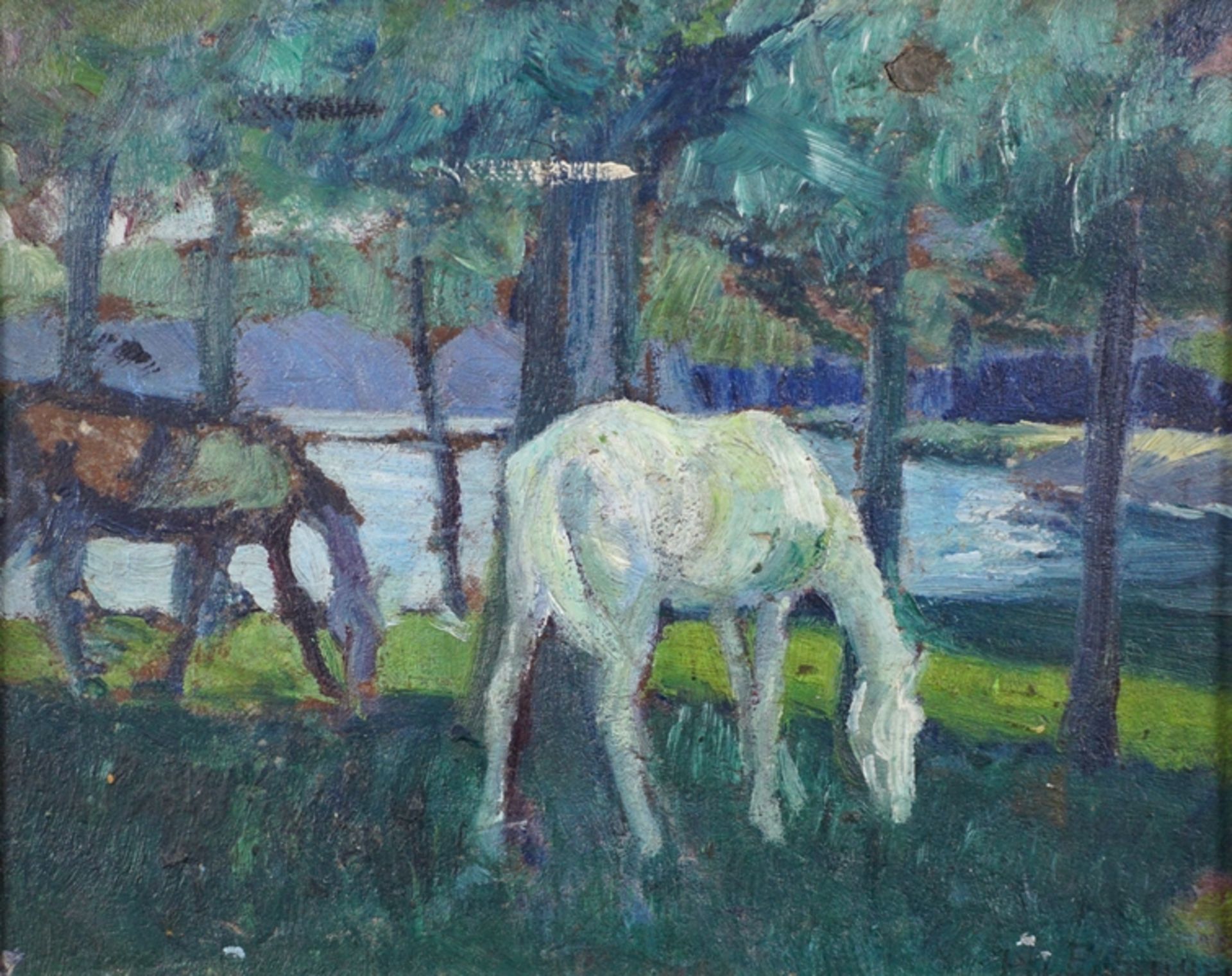 Philipp Jakob Erlanger (1870, Frankfurt/M. - 1934, Braunschweig), "Pferde", Öl/Hartfaser - Image 2 of 4