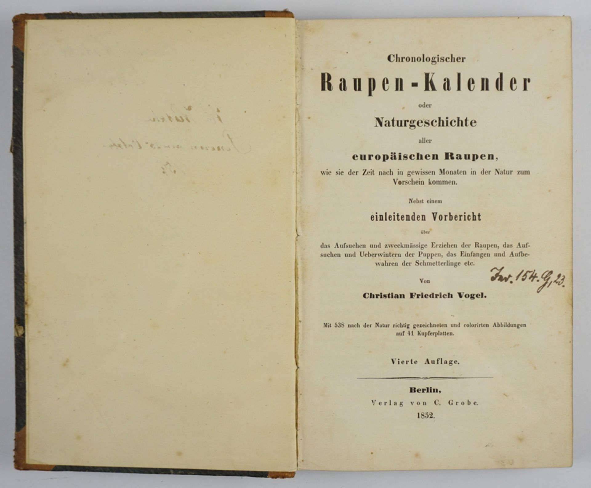 Chronologischer Raupenkalender, Christian Friedrich Vogel, 1852