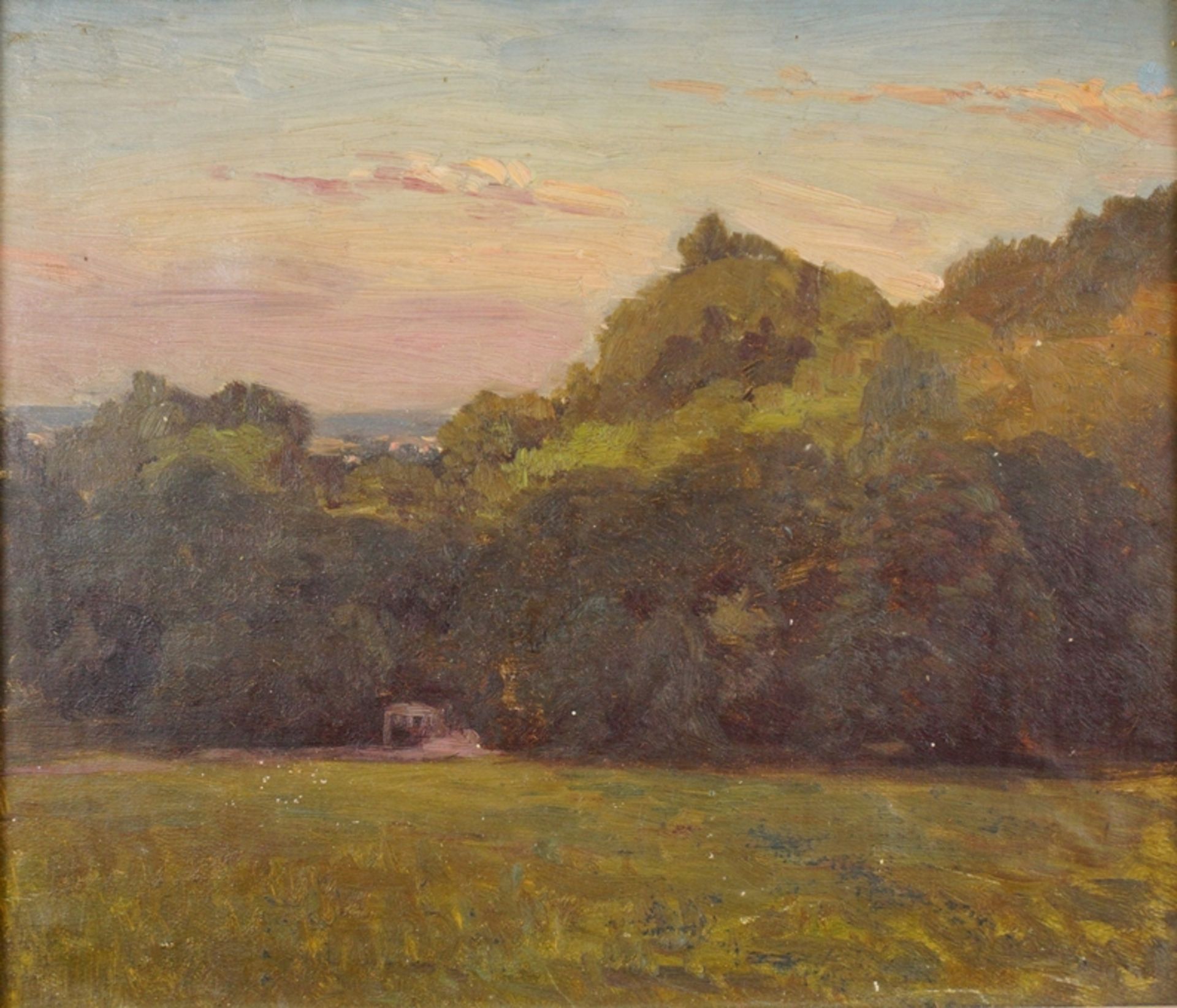 attr. Uwe Wendler (1945, Wiederitzsch/Leipzig - 2022, Magdeburg), "Bewaldete Landschaft", Öl/Hartfa
