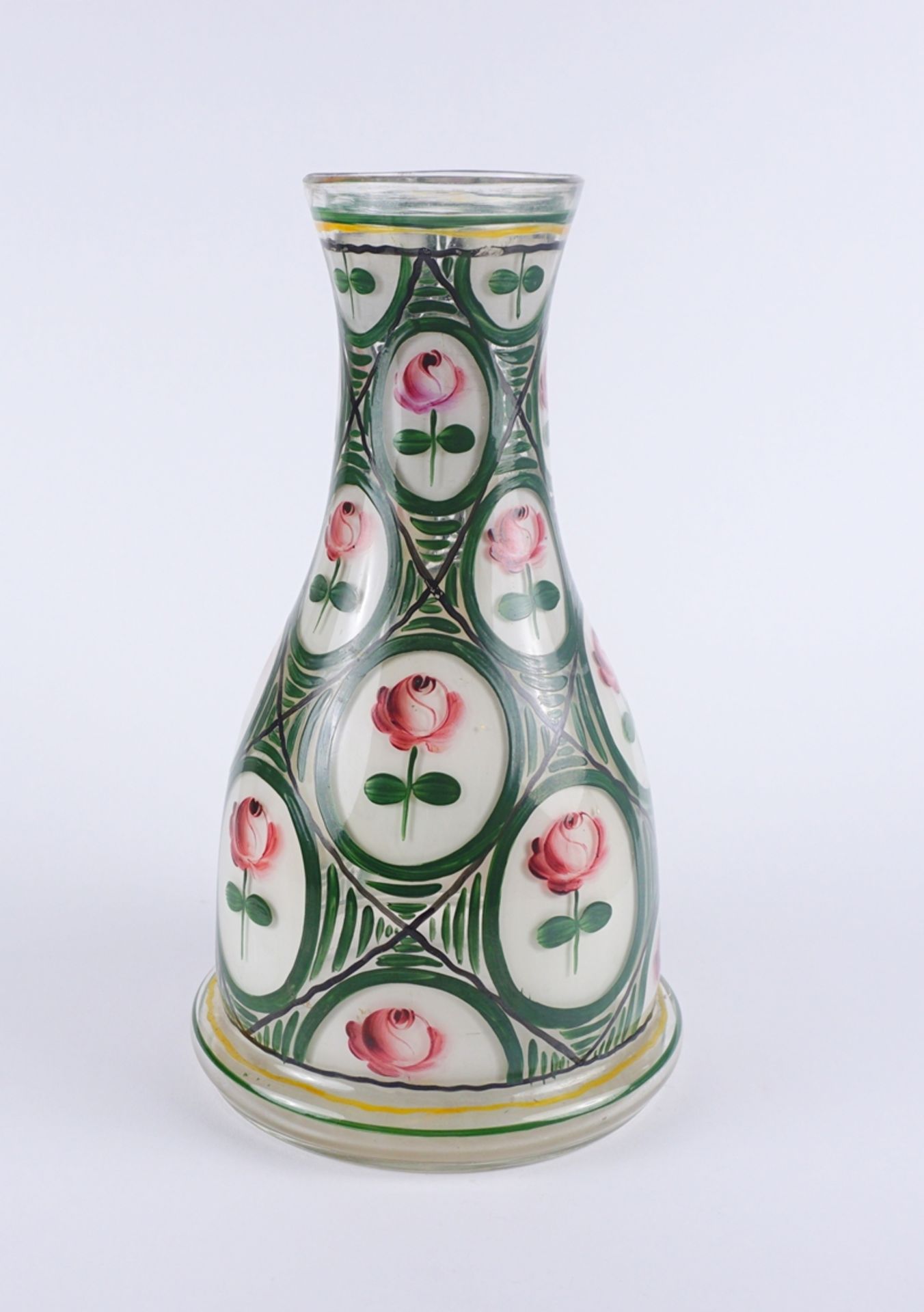 Vase mit farbiger, floraler  Handmalerei, um 1900 - Bild 2 aus 2