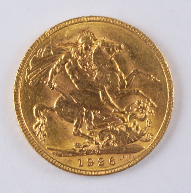 1 Sovereign, König Georg V., 1926, Südafrika, 917er Gold - Bild 2 aus 2