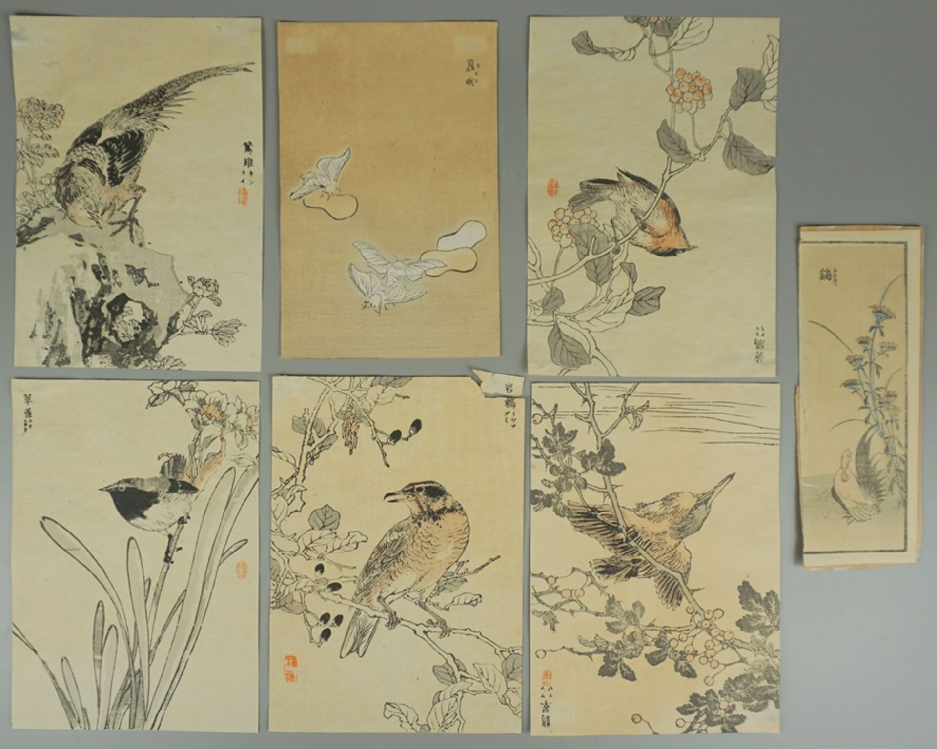 wohl Kōno Bairei (1844-1895, JPN), 7 japan. Farbholzschnitte, 19. Jh.