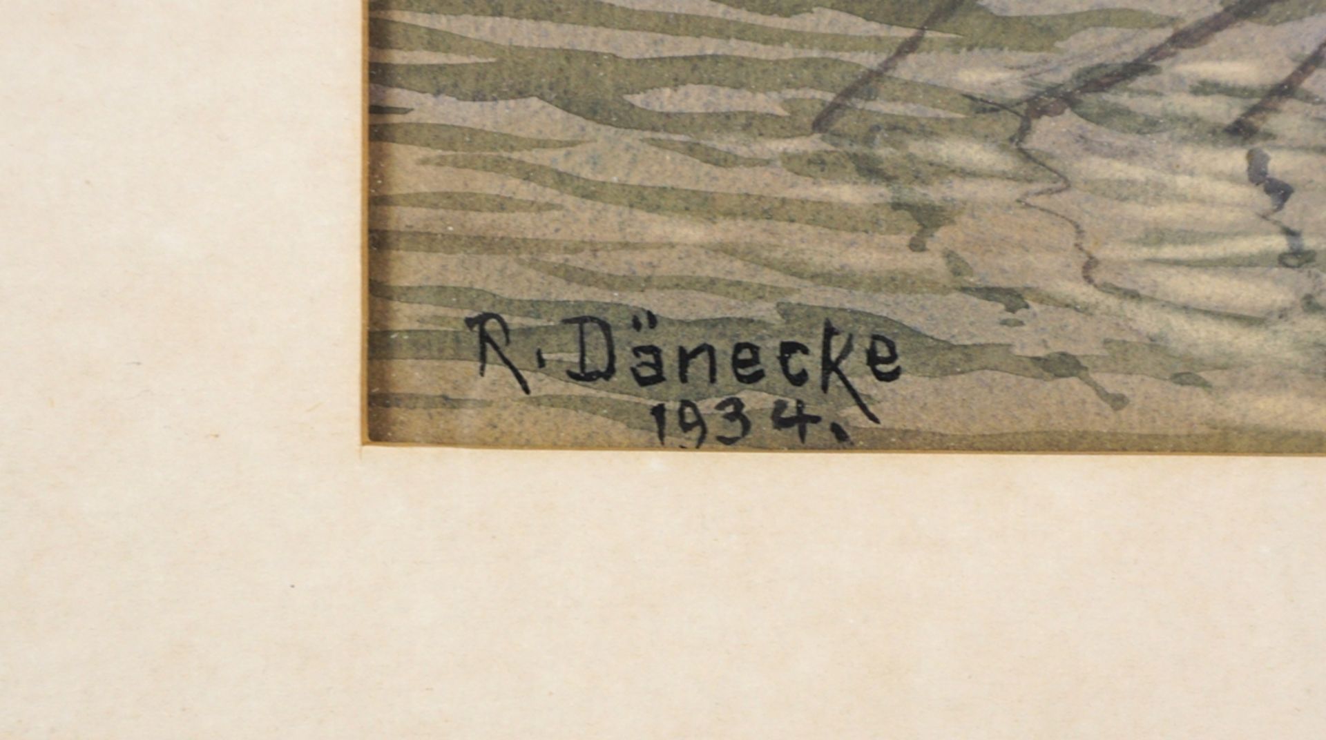 R. Dänecke, "Elbhafen", 1934, Aquarell - Image 3 of 3