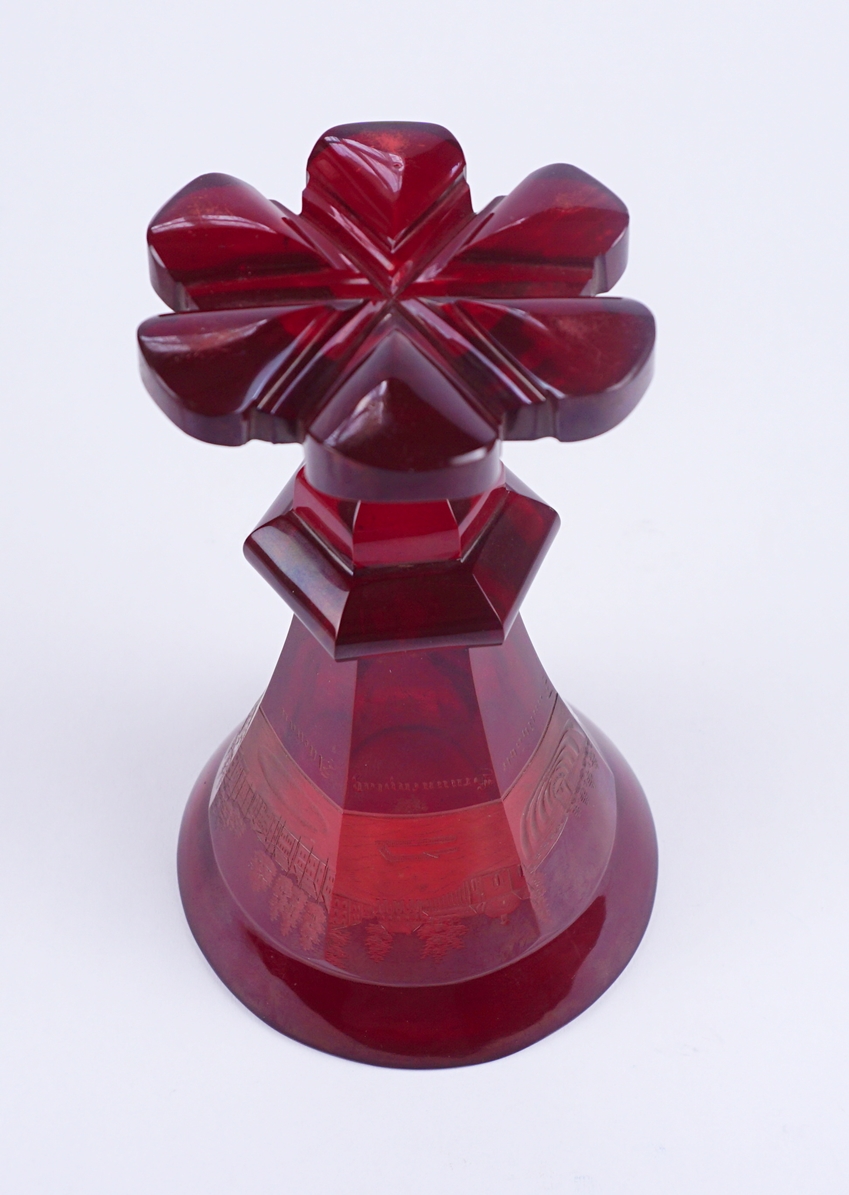 personalisiertes Bäderglasvase "Pyrmont", Rubinglas, Böhmen, Mitte 19.Jh. - Bild 6 aus 6