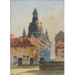 A. Winkler, "Blick auf die Dresdner Frauenkirche", frühes 20. Jh., Aquarell