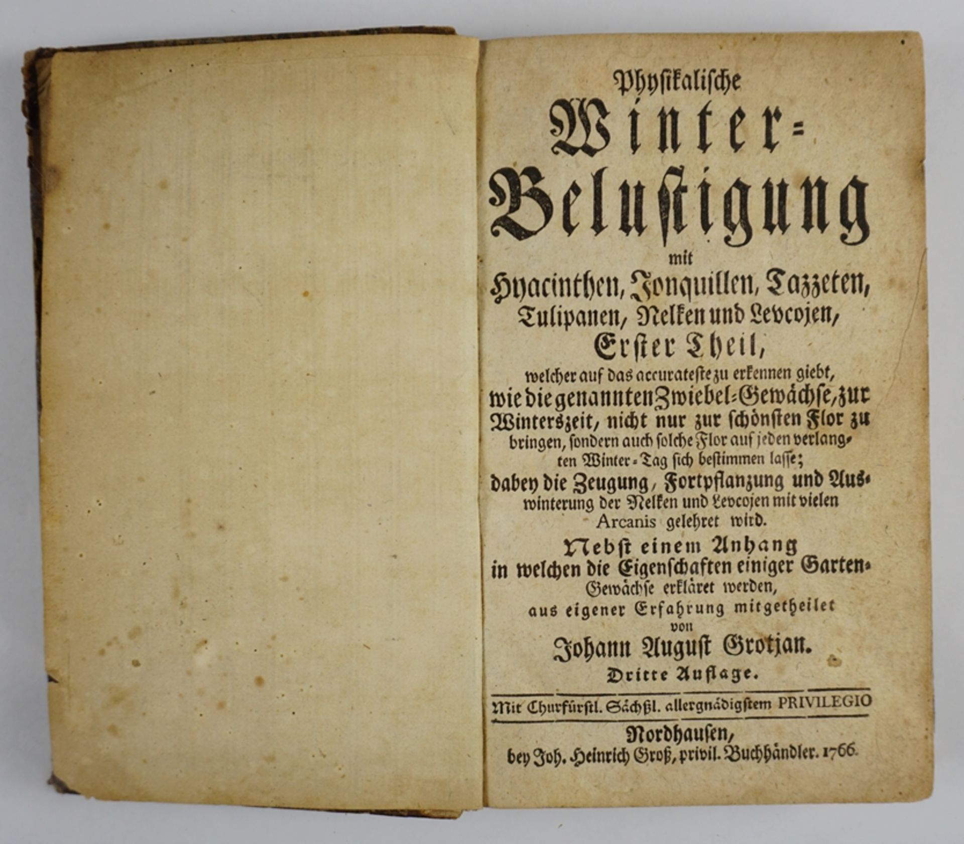 Physikalische Winter-Belustigung, 1.u.2.Teil in einem Buch, Johann August Grotjan, 3.Aufl., Nordhau
