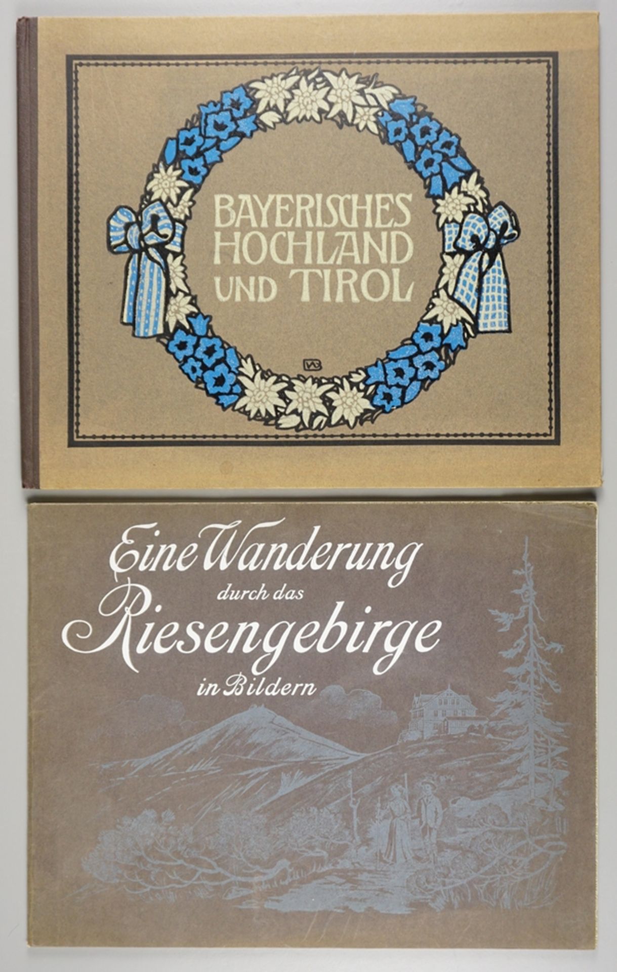 2 Bildbände, Riesengebirge und Bayerisches Hochland, um 1910/1920