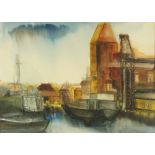 Horst Mencke, "Industriehafen", 1984, Aquarell