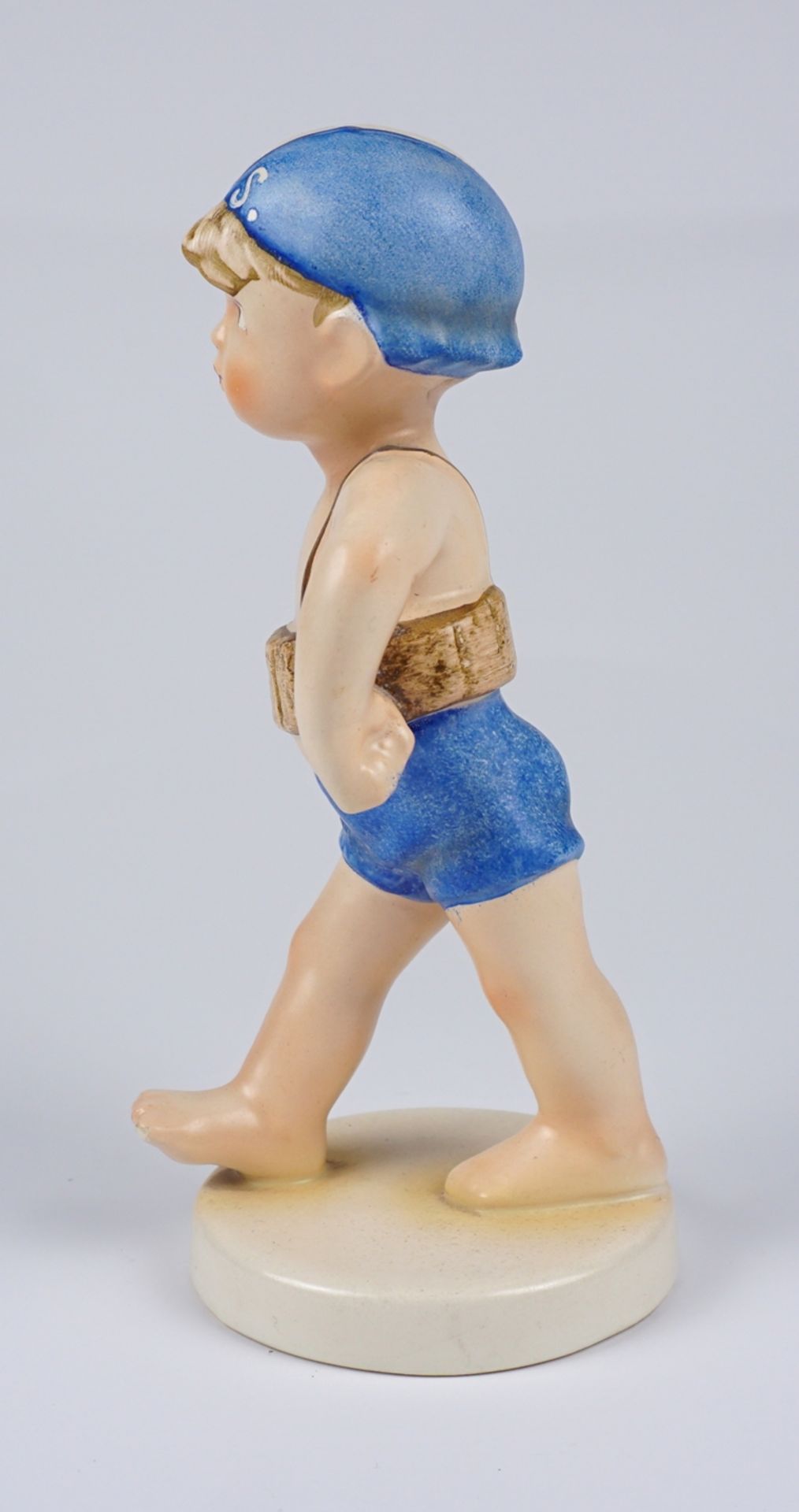 seltene Goebel-Figur "Schwimmer", Goebel Arbeitsmuster, farbig staffiert - Bild 4 aus 5
