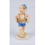 seltene Goebel-Figur "Schwimmer", Goebel Arbeitsmuster, farbig staffiert