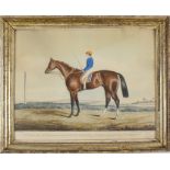 Colonel Jonathon Peel`s "Orlando", Siegerpferd des Derby Stakes 1844, kolorierte Lithografie