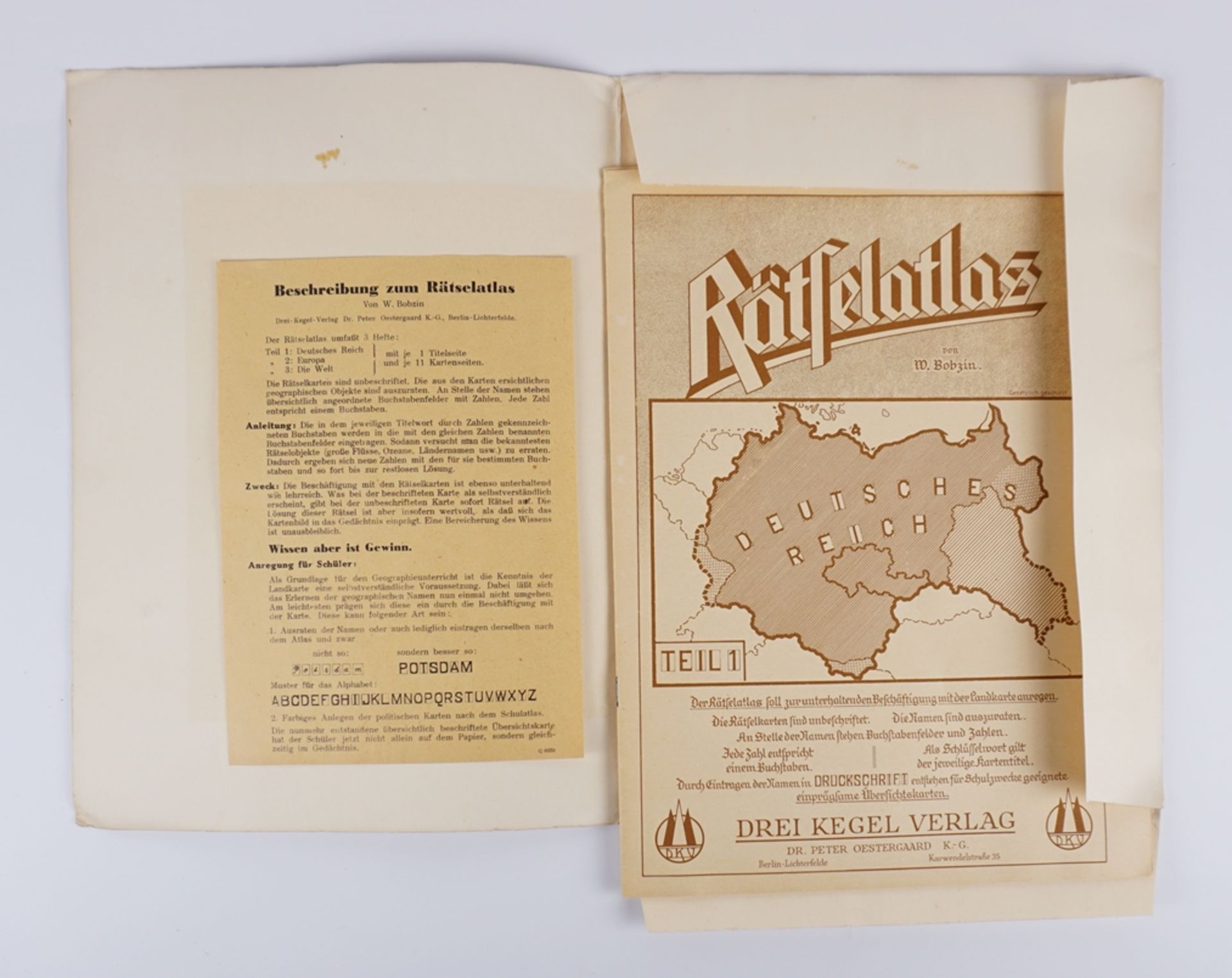 Rätselatlas, Teile 1 bis 3, von W.Bobzin, um 1940 - Bild 2 aus 2