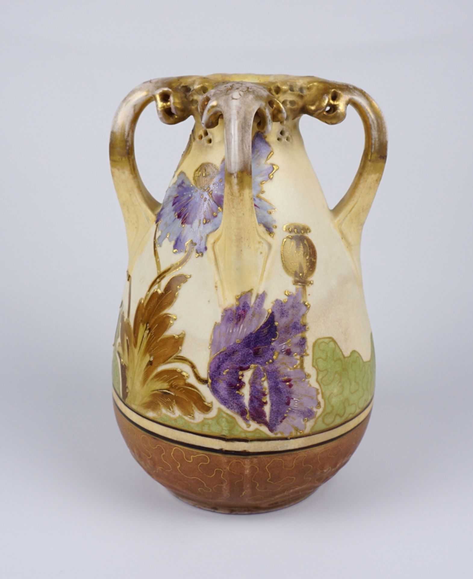 Henkelvase, wohl Amphora Werke, Turn Teplitz, Jugendstil um 1900 - Bild 2 aus 4