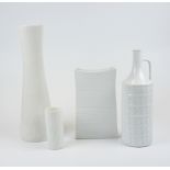 4 unterschiedliche, reliefierte Vasen, Hutschenreuther, 1960er/1970er Jahre