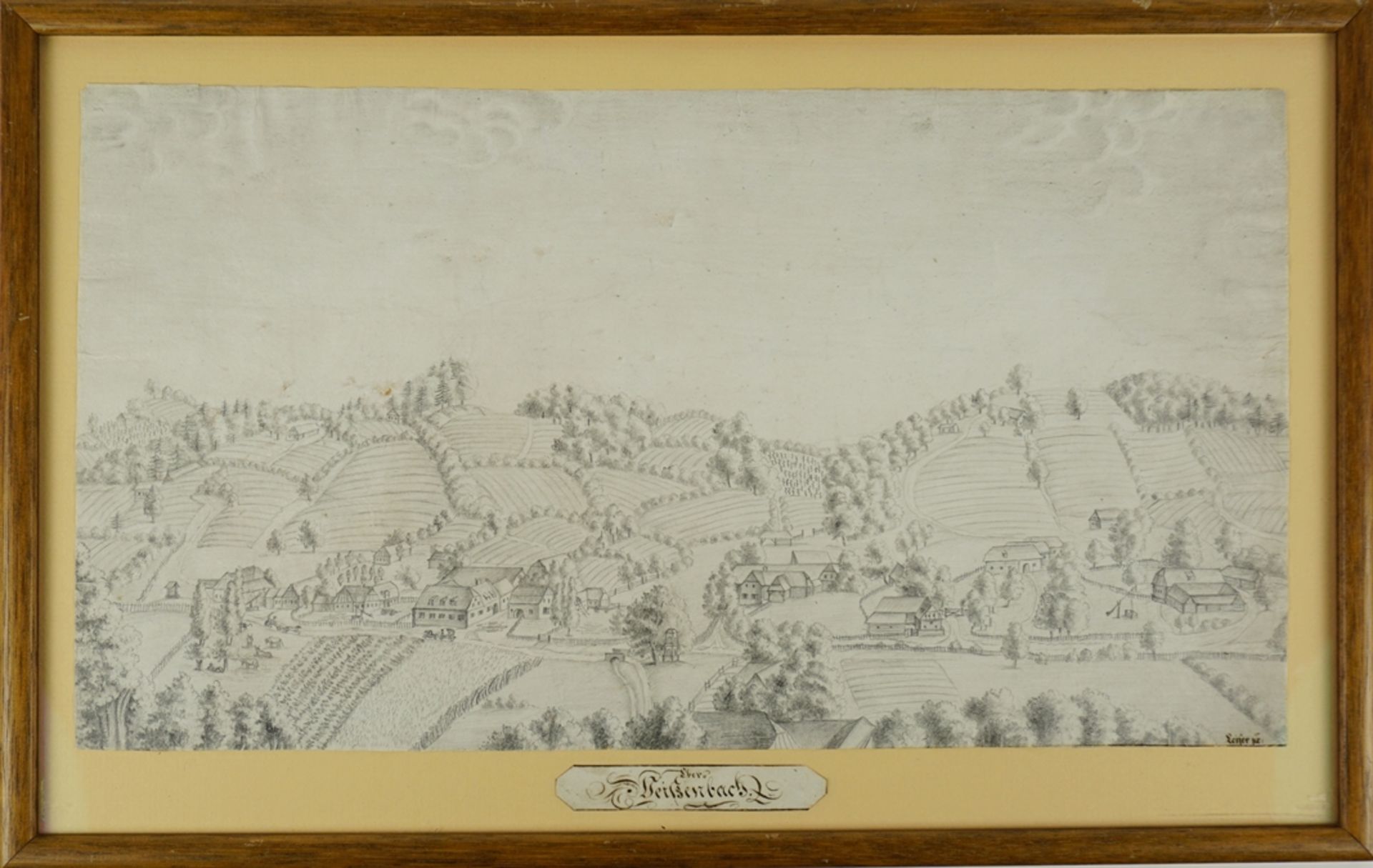 Handzeichnung "Oberweißenbach", 19. Jh., Bleistift/Papier