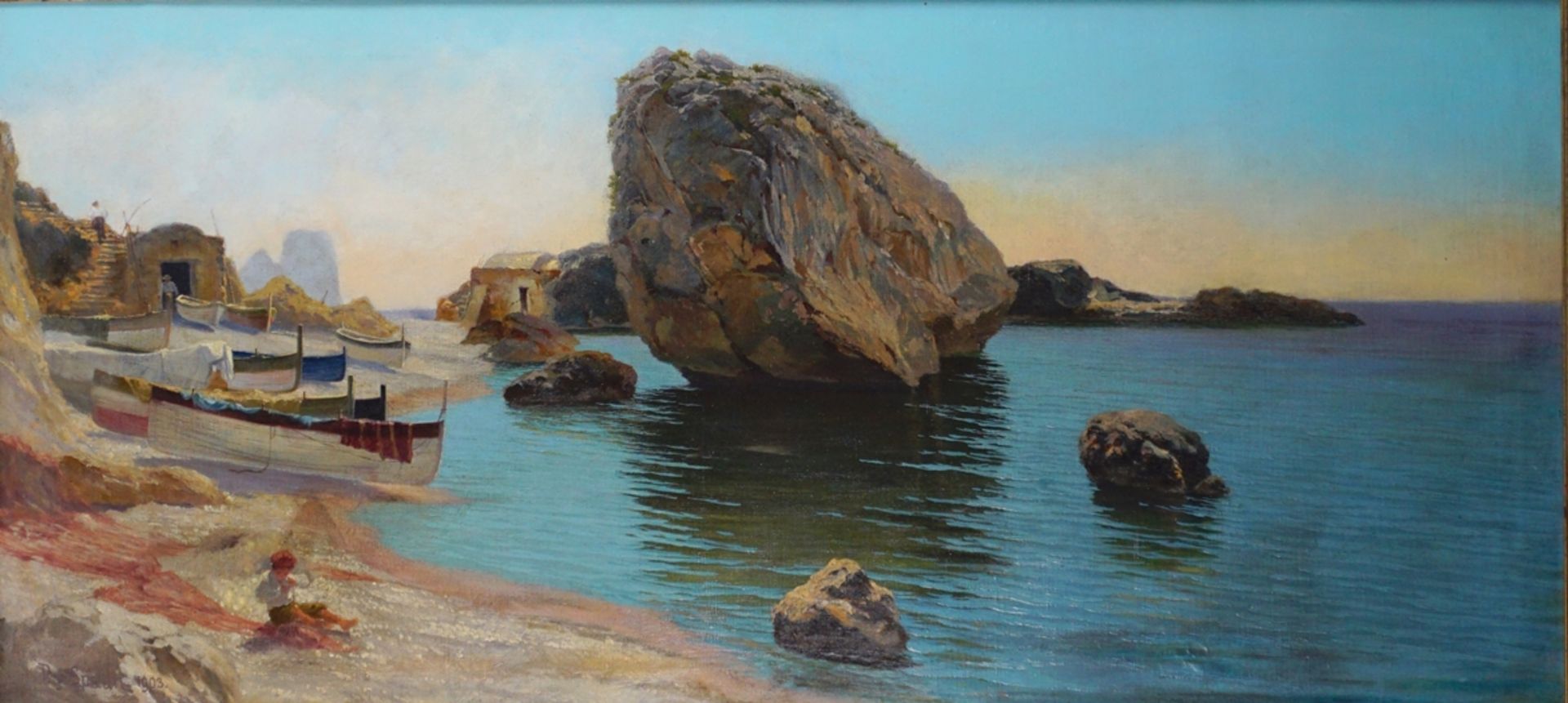 Paul von Spaun (1876, Scheibbs - 1932, Innsbruck), "Am Küstenufer von Capri", 1903, Öl/Lwd. - Bild 2 aus 4