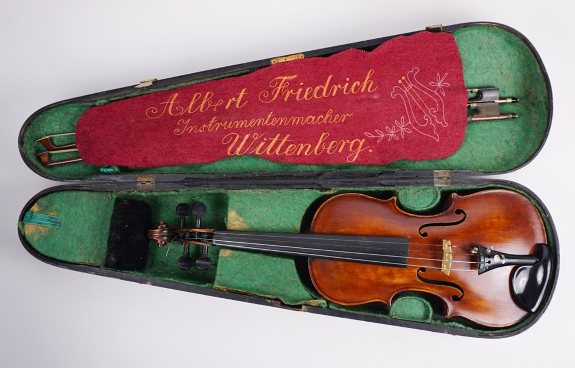 Violine, mit Etikett "David Christian Hopf, Instrumentalis in Quittenbach, 1760" und Brandstempel,  - Bild 9 aus 9