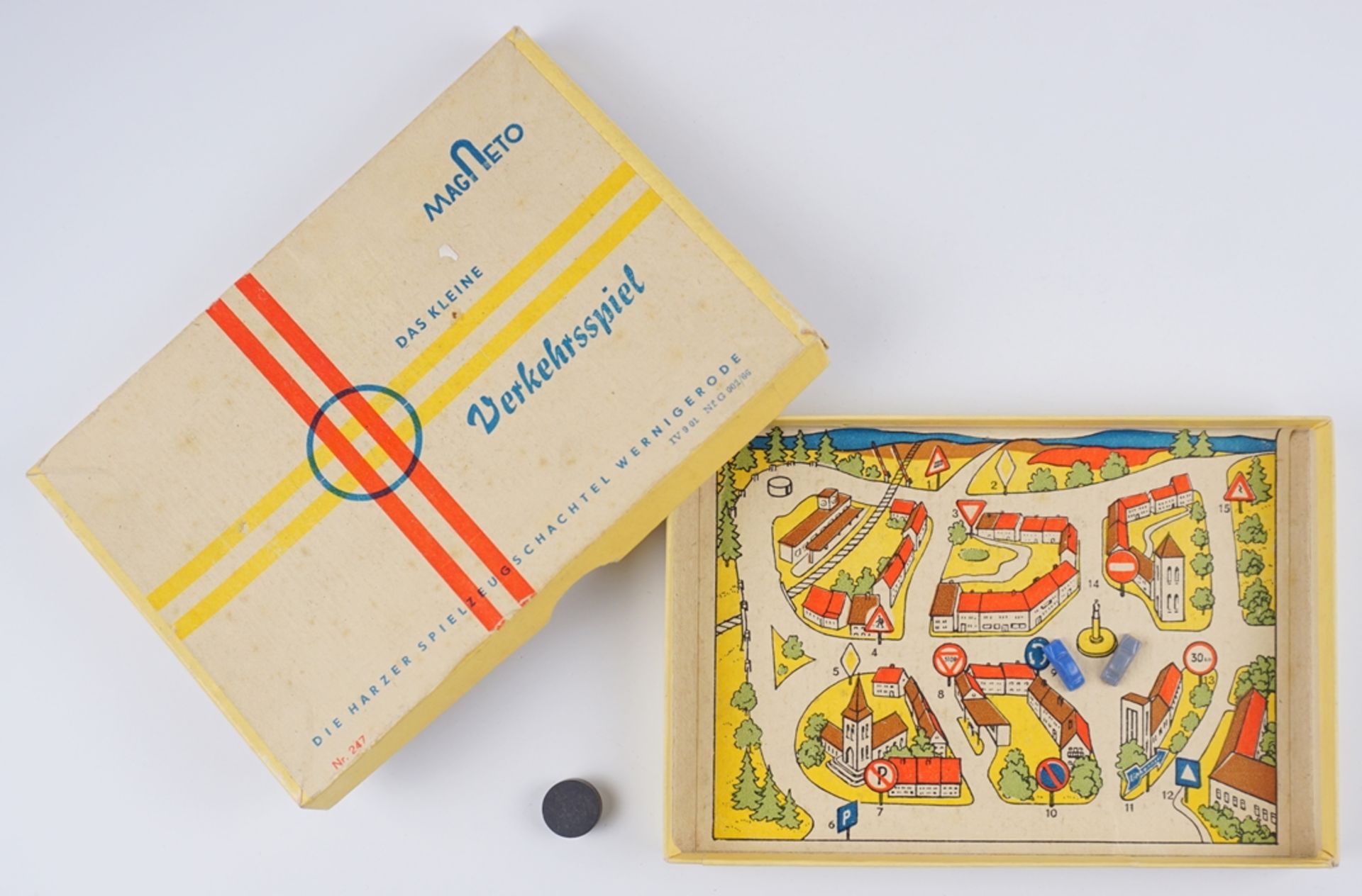 "Das kleine Verkehrsspiel", MAGNETO, Nr.247, Harzer Spielzeugschachtel Wernigerode, 1950er/1960er J