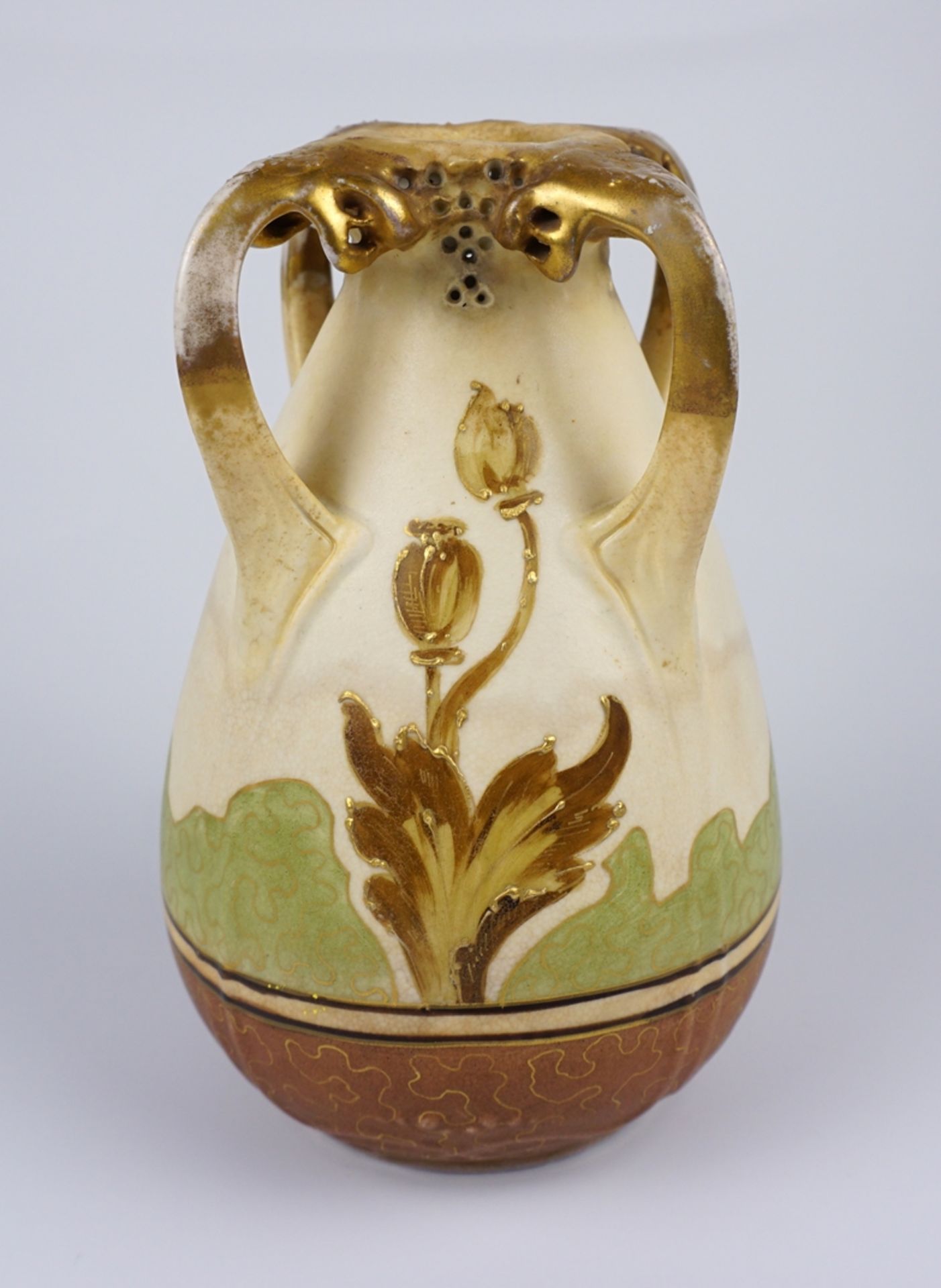 Henkelvase, wohl Amphora Werke, Turn Teplitz, Jugendstil um 1900 - Bild 3 aus 4