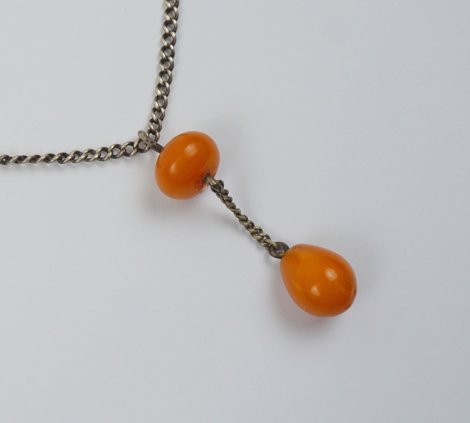 Collier mit Butterscotch-Bernstein, Silber, Gew.7,06g - Bild 2 aus 2