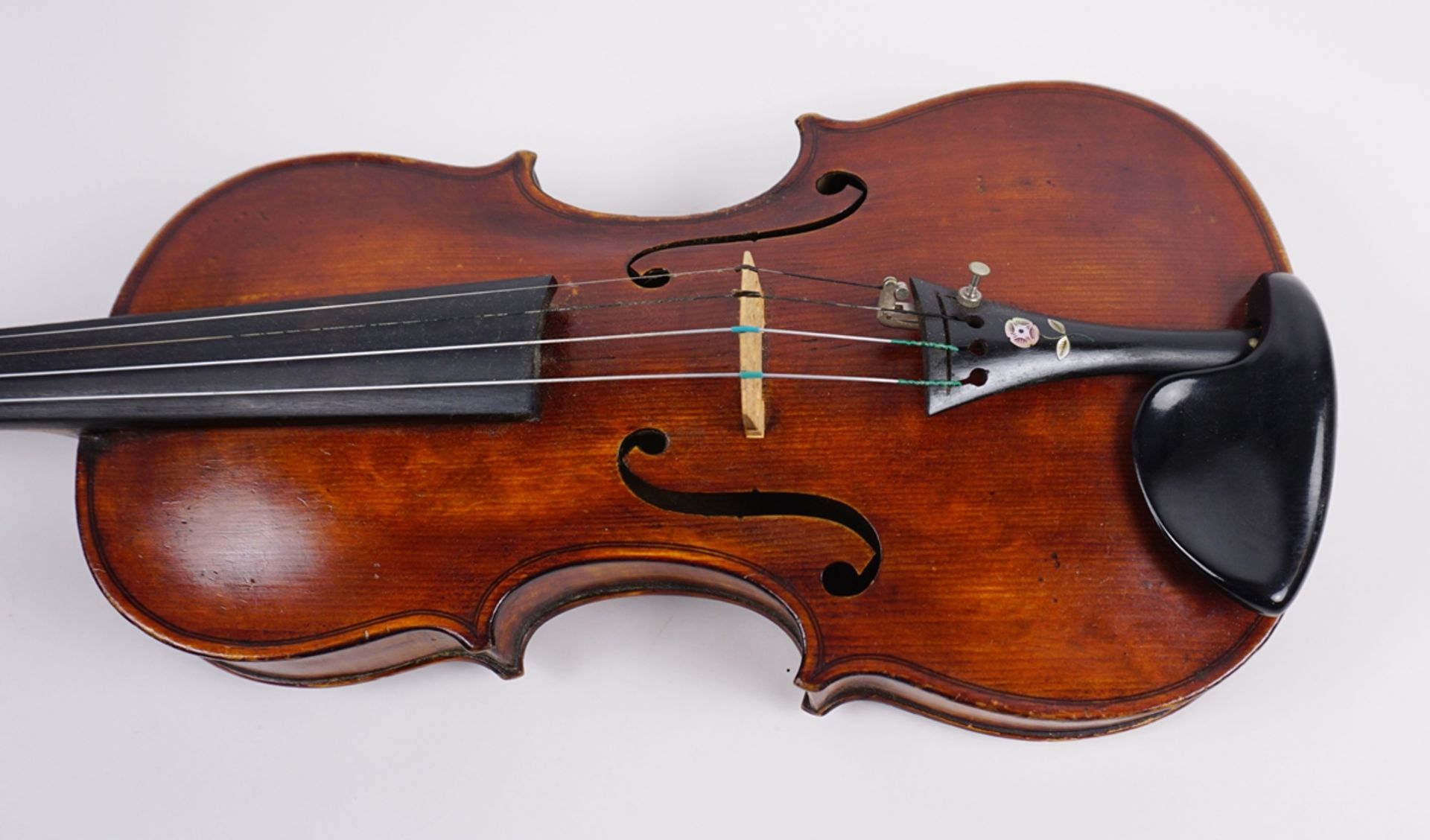 Violine, mit Etikett "David Christian Hopf, Instrumentalis in Quittenbach, 1760" und Brandstempel,  - Bild 6 aus 9