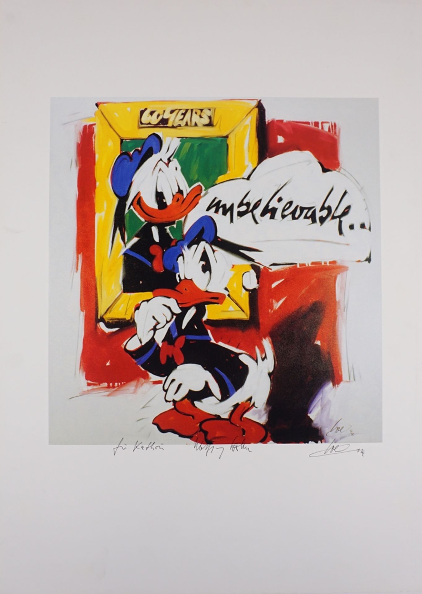 Wolfgang Loesche (*1947, Gotha), 2 Farboffset-Prints "that`s it" und "unbelievable", 1994