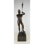 Spiro Schwatenberg (act.1898-1922), große Bronzeskulptur "Gladiator mit Partisane"