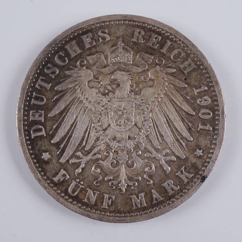 5 Mark 1901, 200. Jahrestag der Erhebung Preussens zum Königreich, 900er Silber - Image 2 of 2